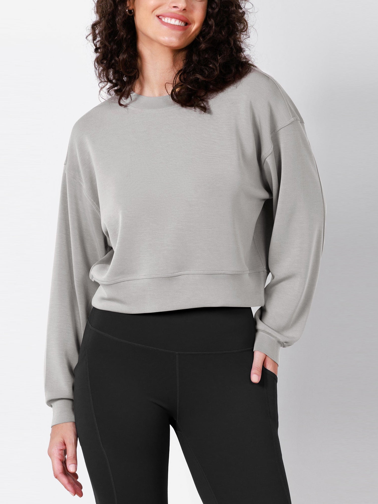 Modal Soft Long Sleeve Cropped Sweatshirts - ododos