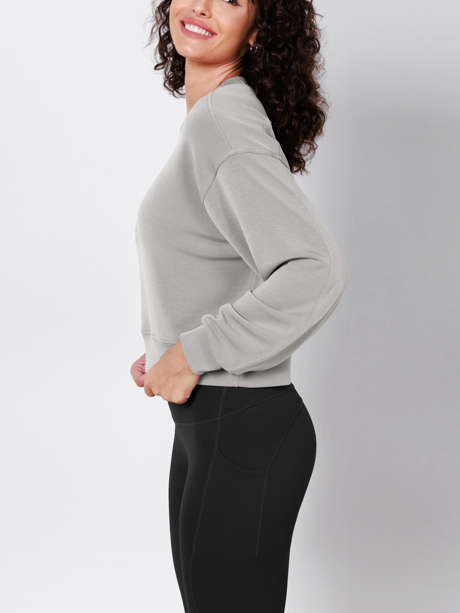 Modal Soft Long Sleeve Cropped Sweatshirts - ododos