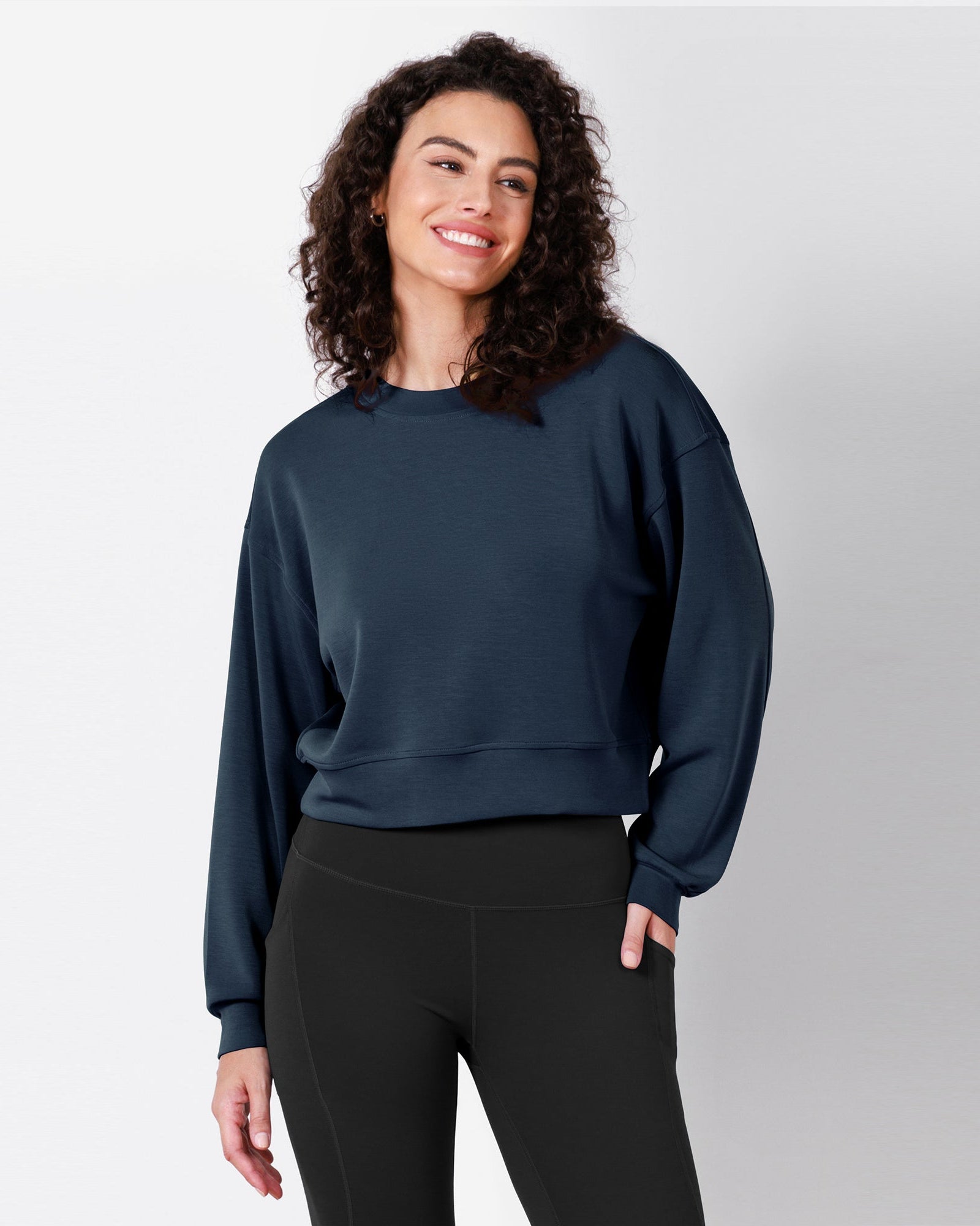 Modal Soft Long Sleeve Cropped Sweatshirts - ododos