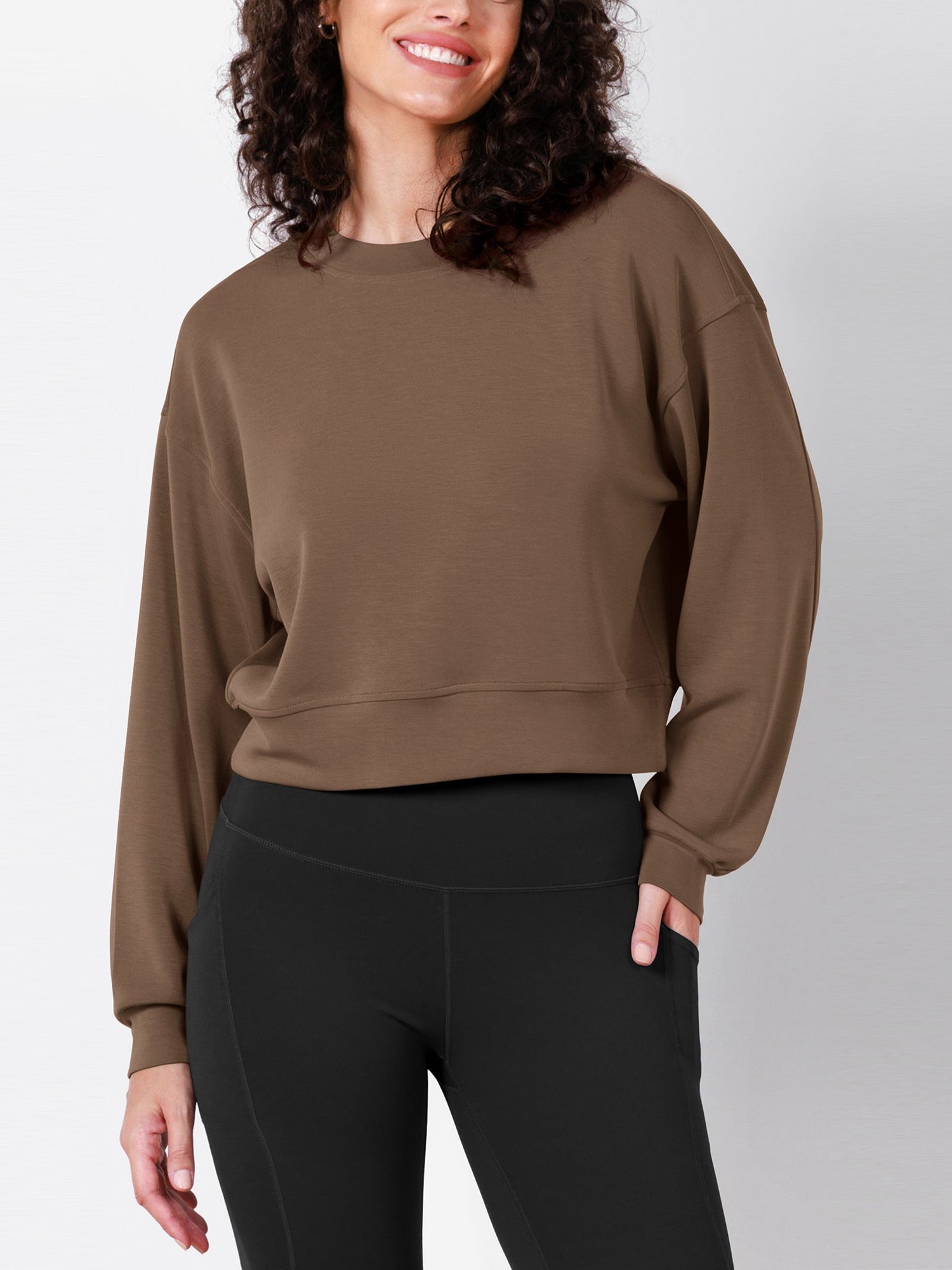 Modal Soft Long Sleeve Cropped Sweatshirts - ododos