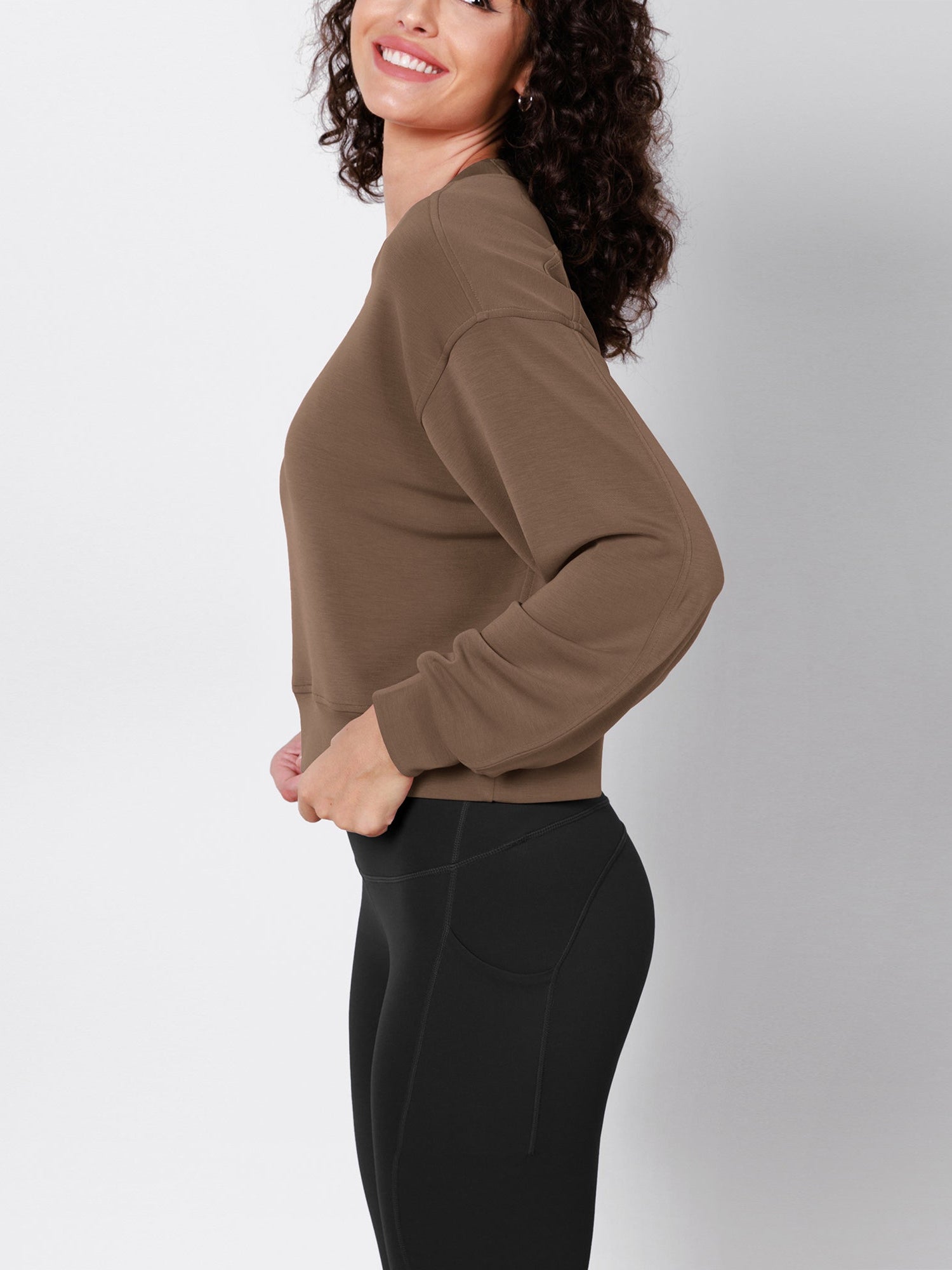 Modal Soft Long Sleeve Cropped Sweatshirts - ododos