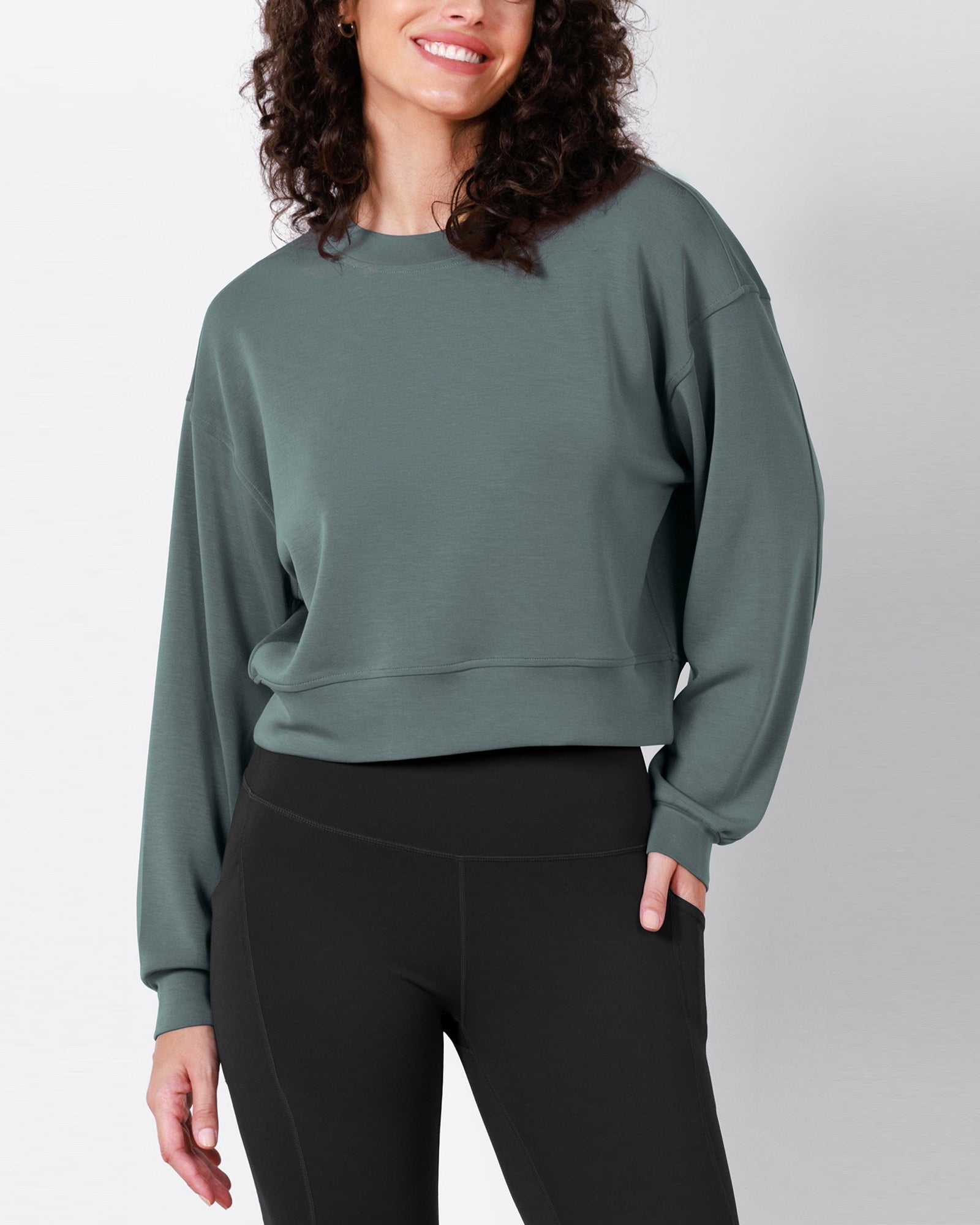 Modal Soft Long Sleeve Cropped Sweatshirts - ododos