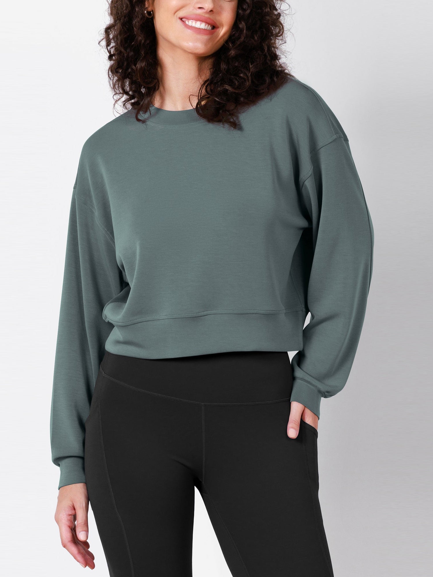 Modal Soft Long Sleeve Cropped Sweatshirts - ododos