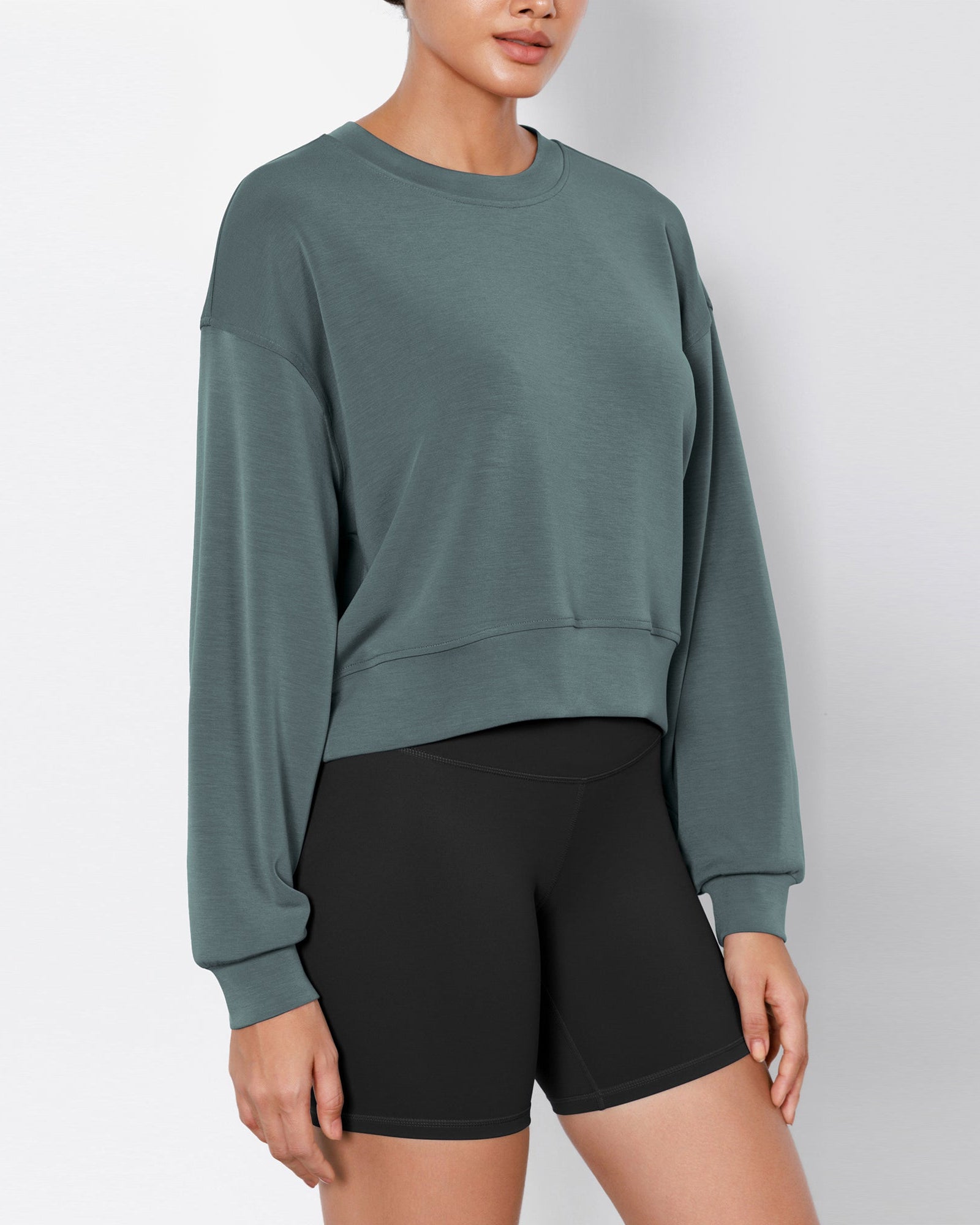 Modal Soft Long Sleeve Cropped Sweatshirts - ododos