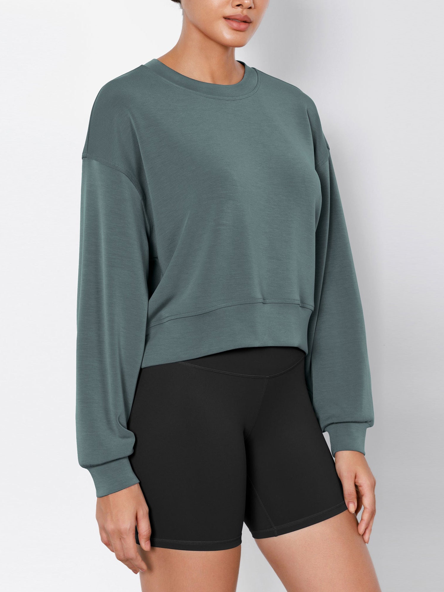 Modal Soft Long Sleeve Cropped Sweatshirts - ododos