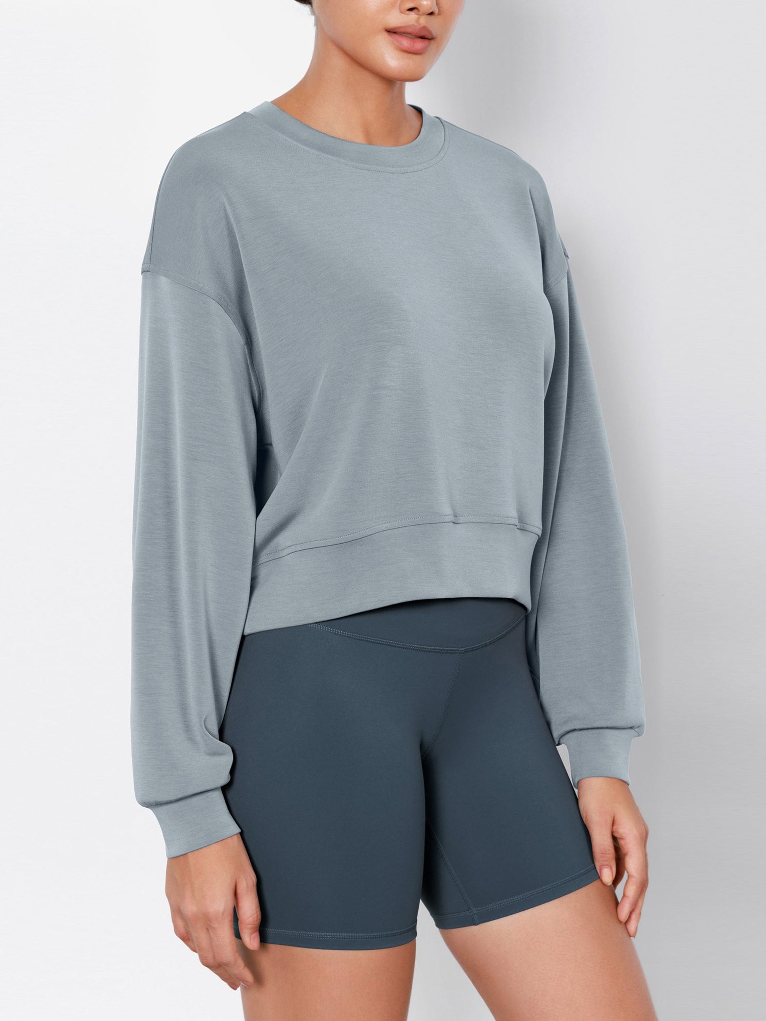 Modal Soft Long Sleeve Cropped Sweatshirts - ododos