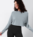 Modal Soft Long Sleeve Cropped Sweatshirts with Thumb Hole - ododos