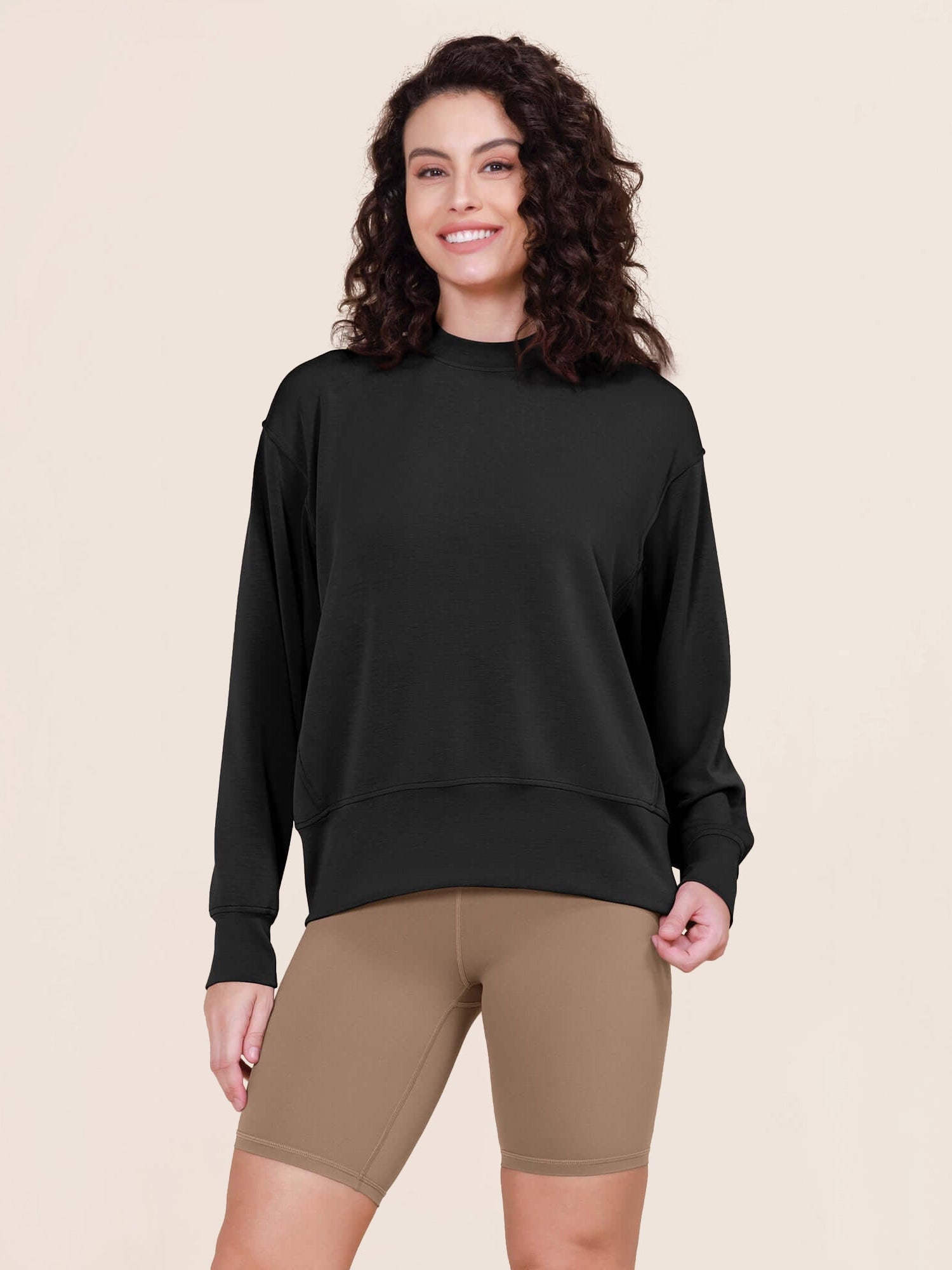 Modal Soft Long Sleeve Oversized Sweatshirts - ododos
