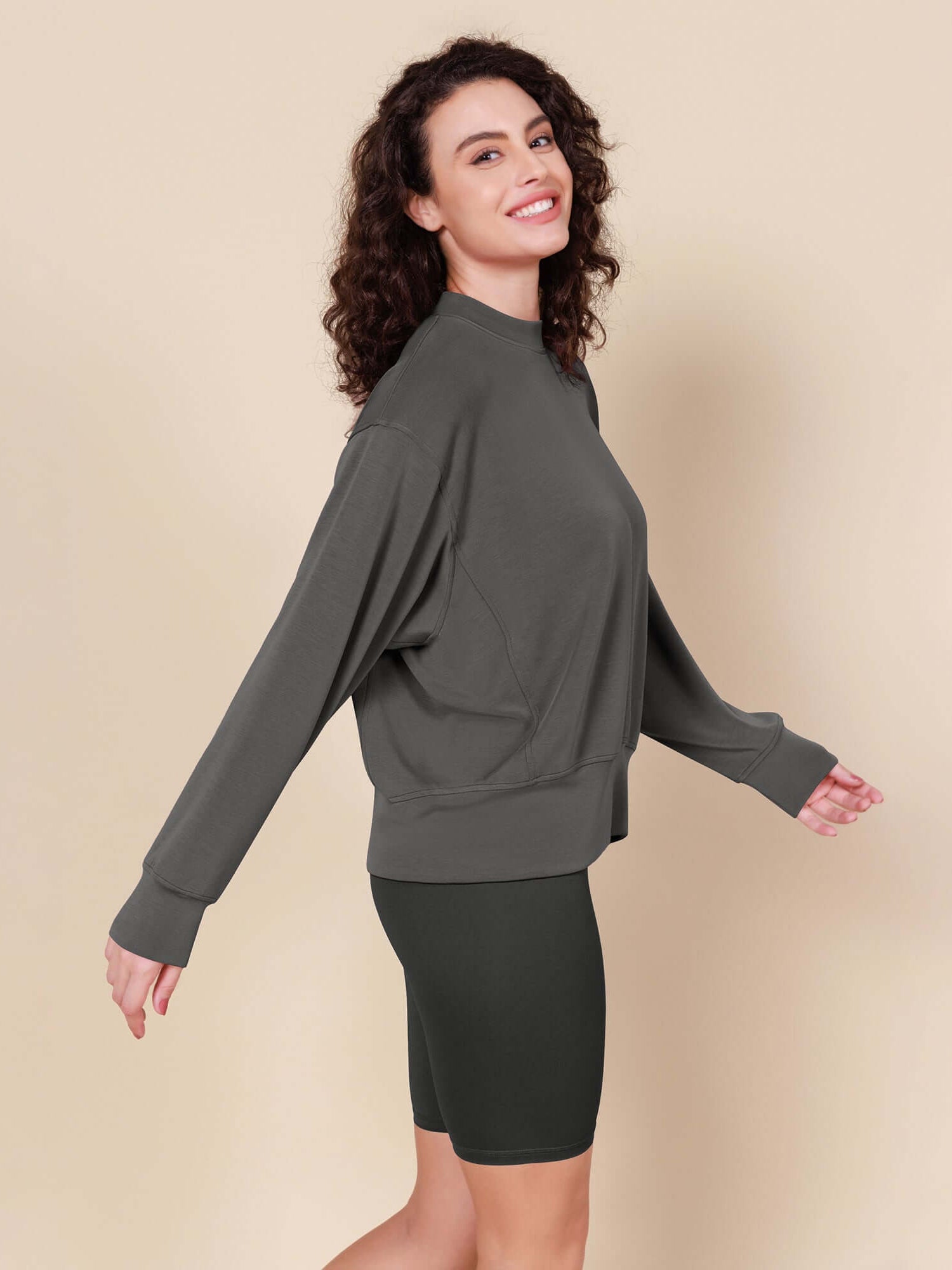 Modal Soft Long Sleeve Oversized Sweatshirts - ododos
