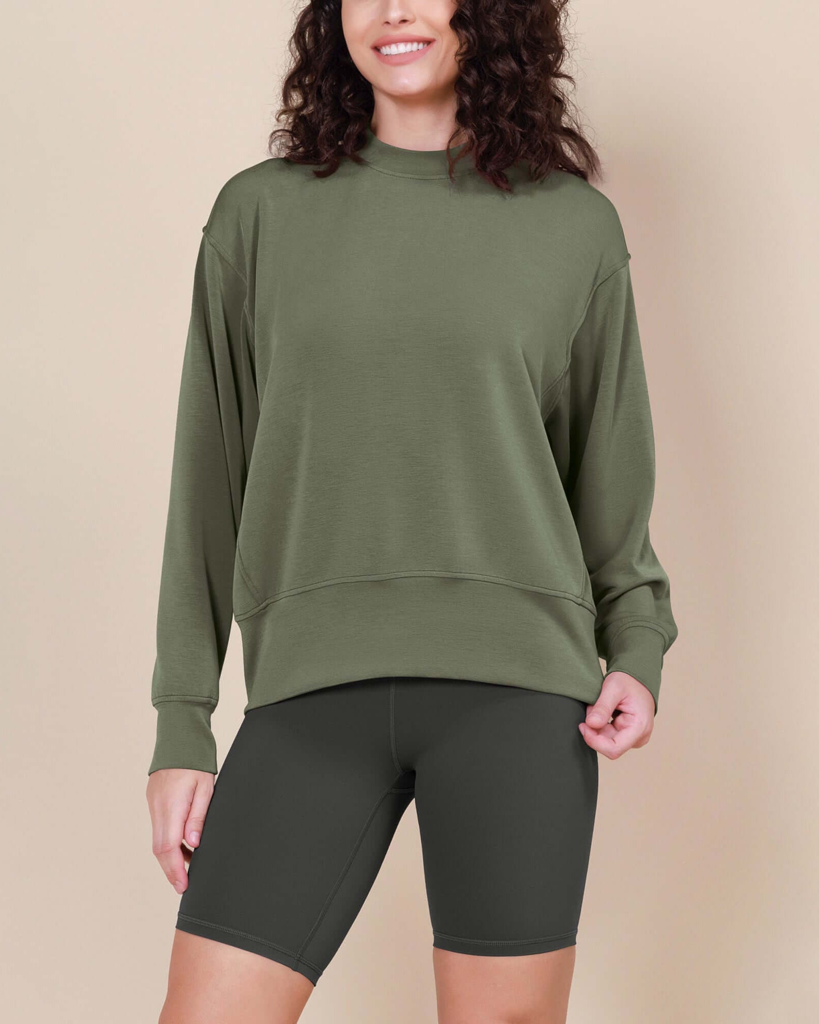 Modal Soft Long Sleeve Oversized Sweatshirts - ododos