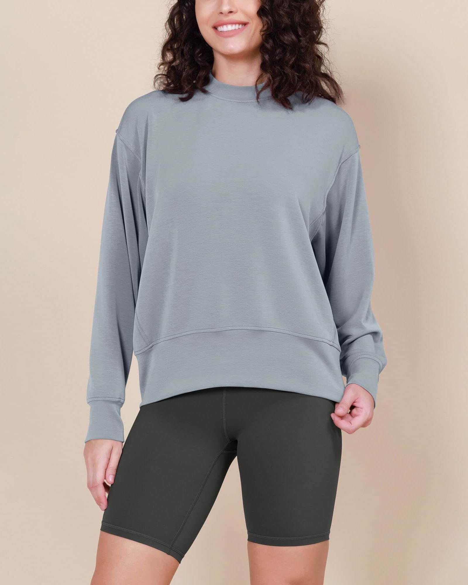 Modal Soft Long Sleeve Oversized Sweatshirts - ododos