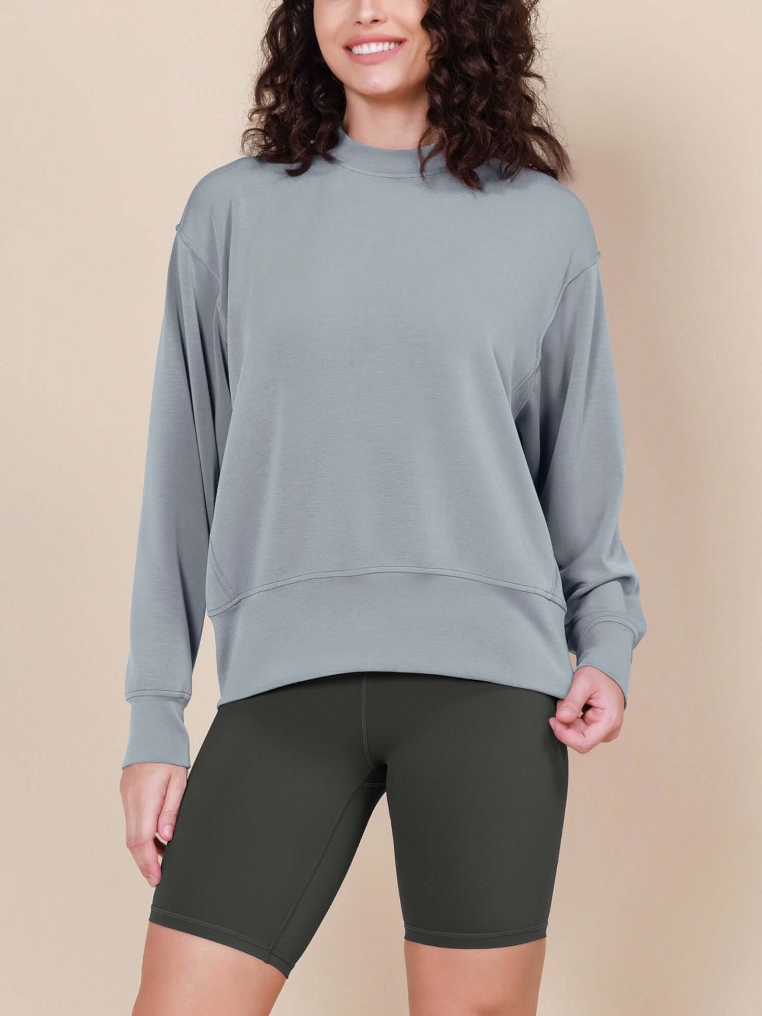 Modal Soft Long Sleeve Oversized Sweatshirts - ododos