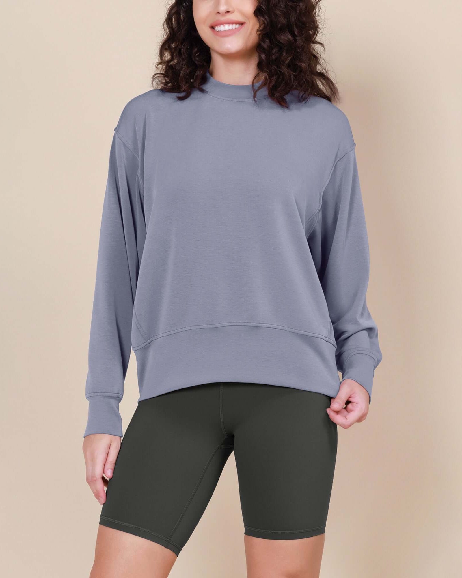 Modal Soft Long Sleeve Oversized Sweatshirts - ododos