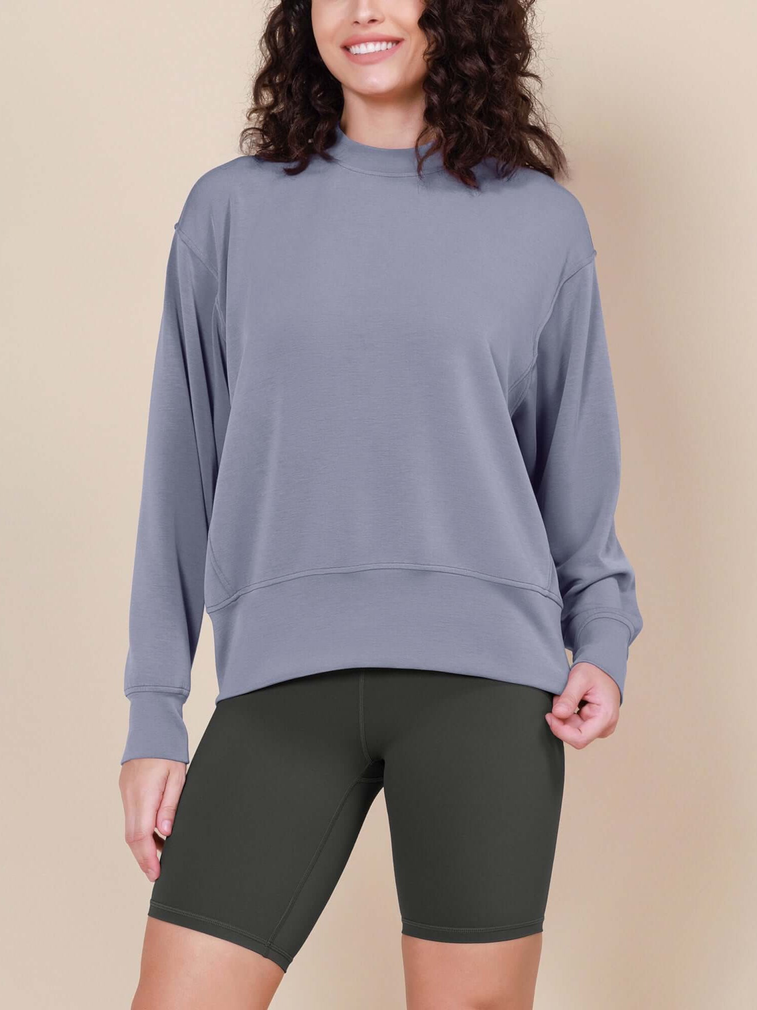 Modal Soft Long Sleeve Oversized Sweatshirts - ododos