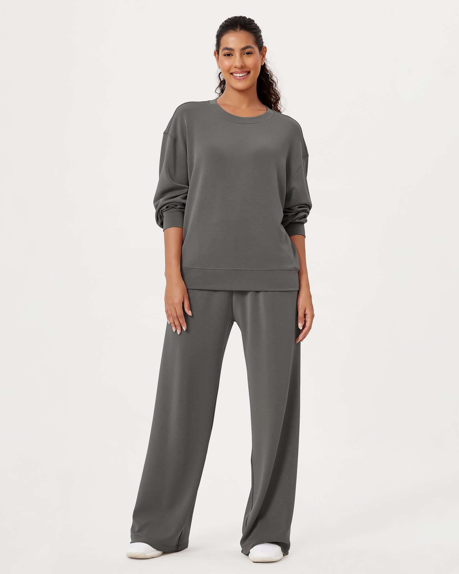 Modal Soft Oversized Crew Neck Sweatshirts - ododos