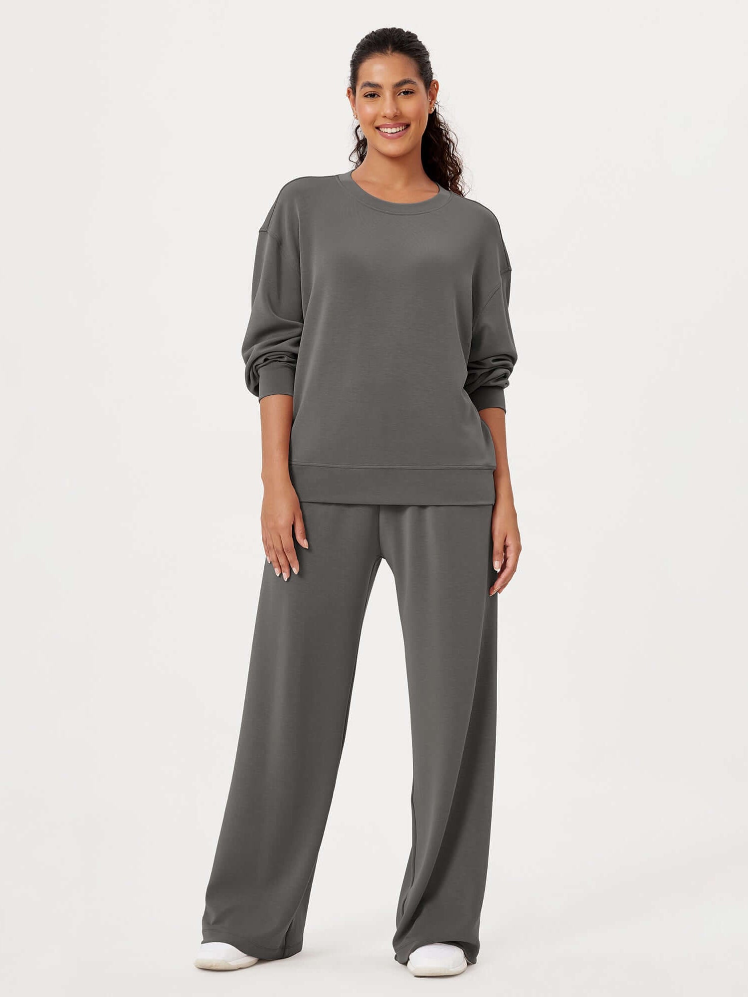 Modal Soft Oversized Crew Neck Sweatshirts - ododos