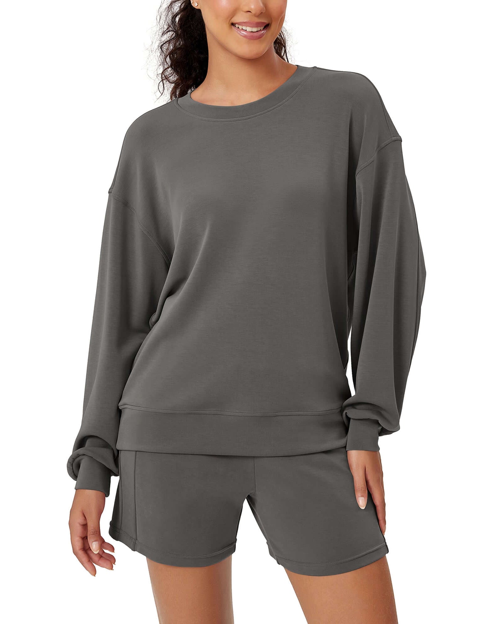 Modal Soft Oversized Crew Neck Sweatshirts - ododos