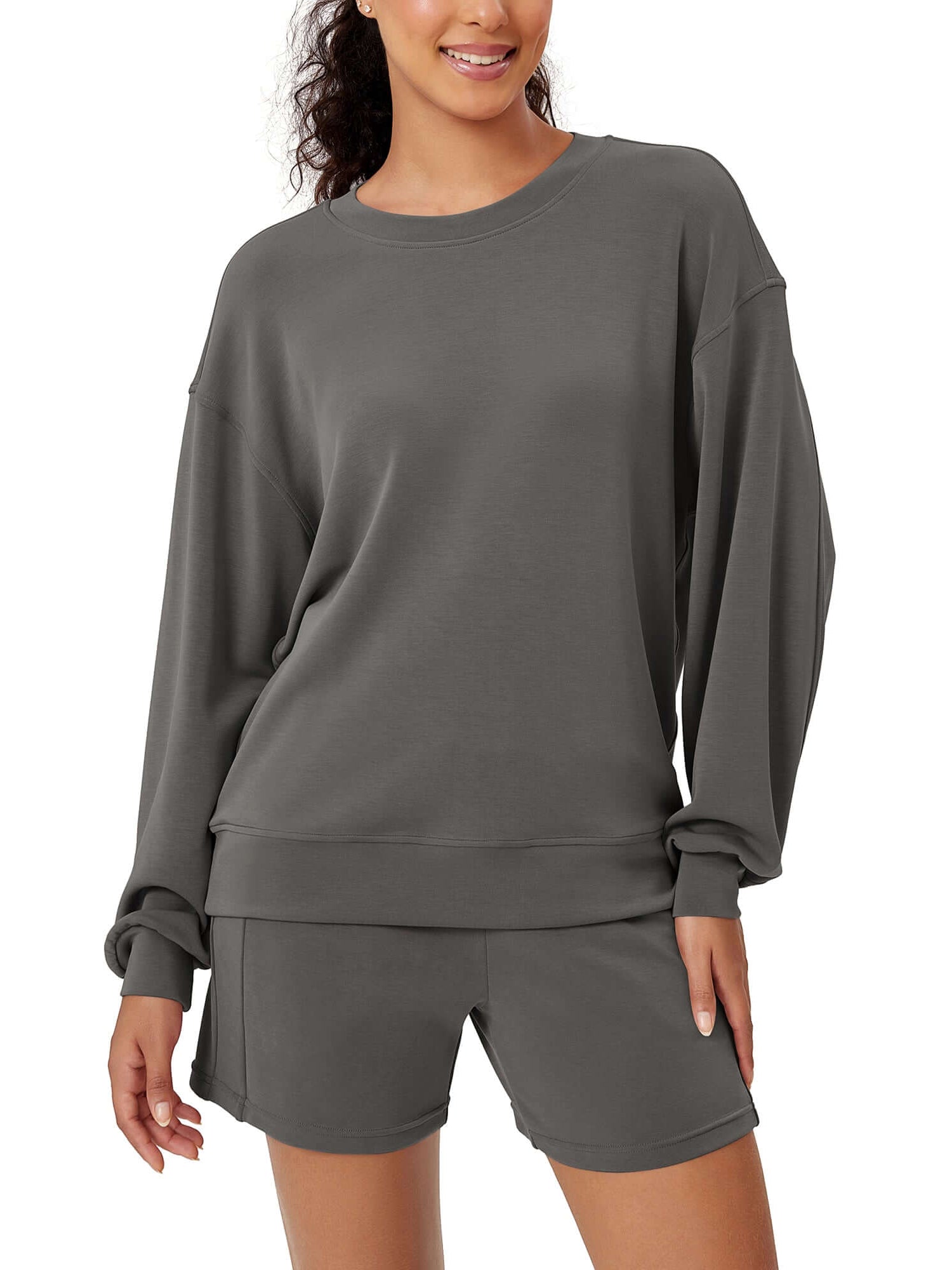 Modal Soft Oversized Crew Neck Sweatshirts - ododos