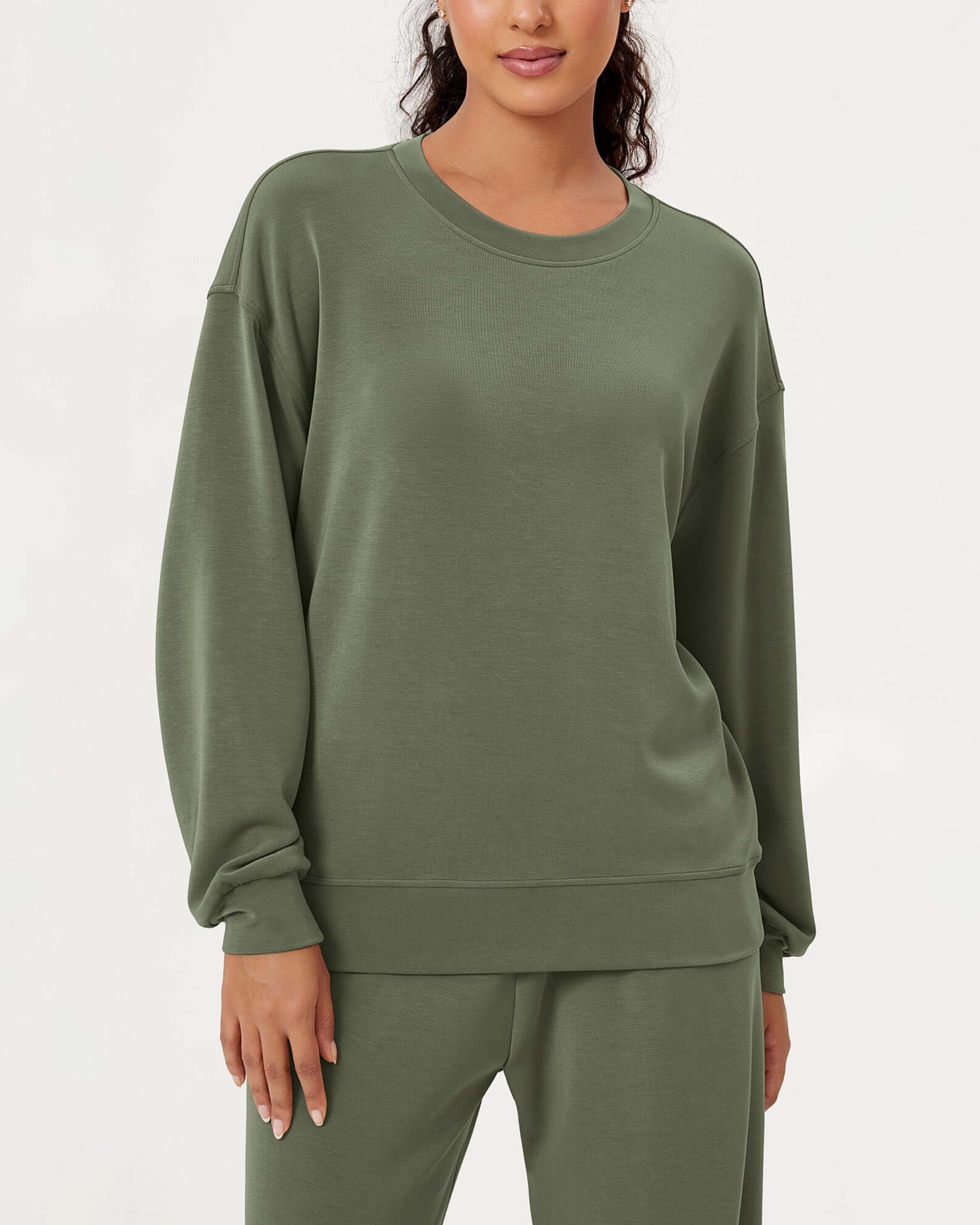 Modal Soft Oversized Crew Neck Sweatshirts - ododos