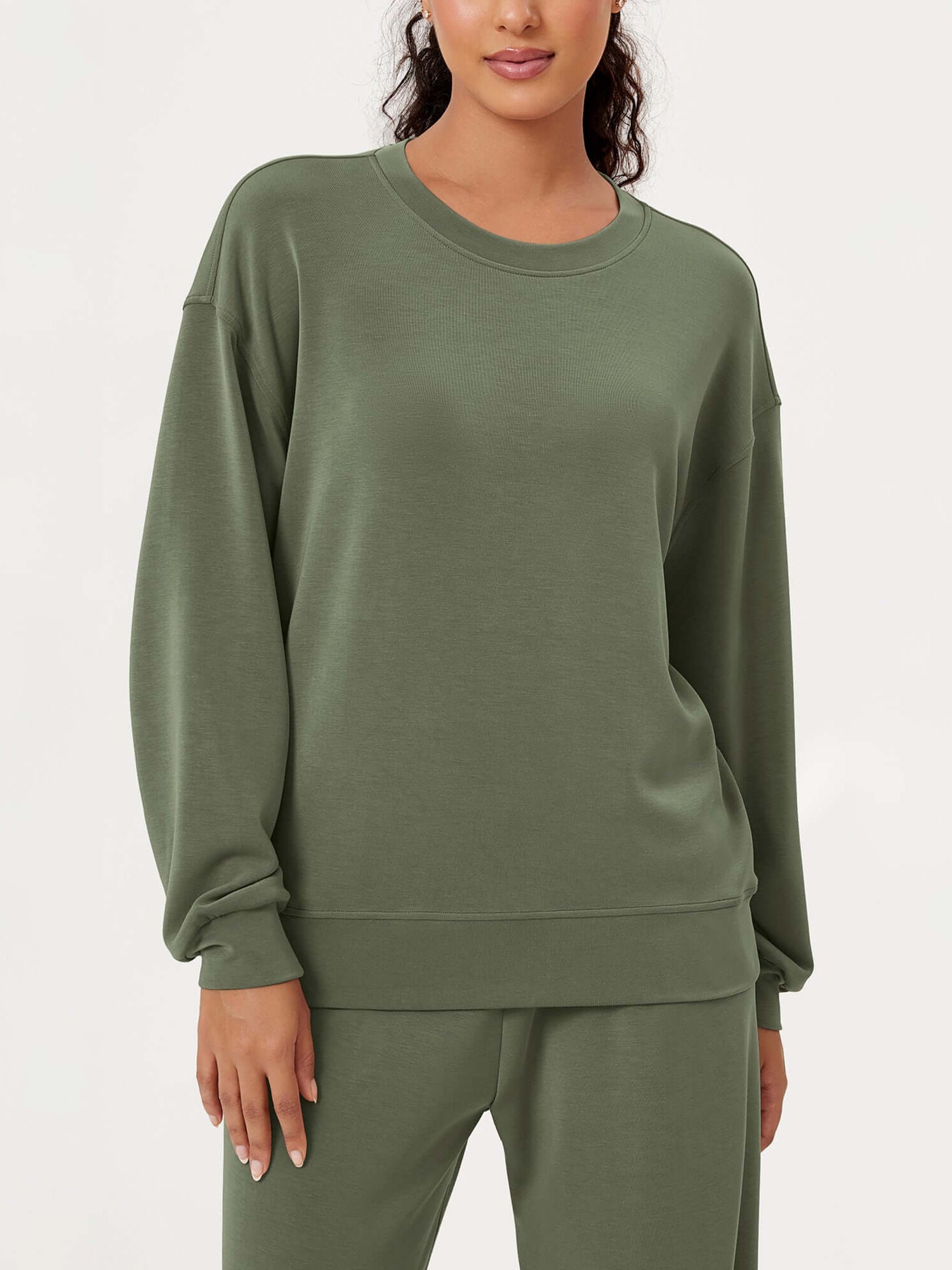 Modal Soft Oversized Crew Neck Sweatshirts - ododos