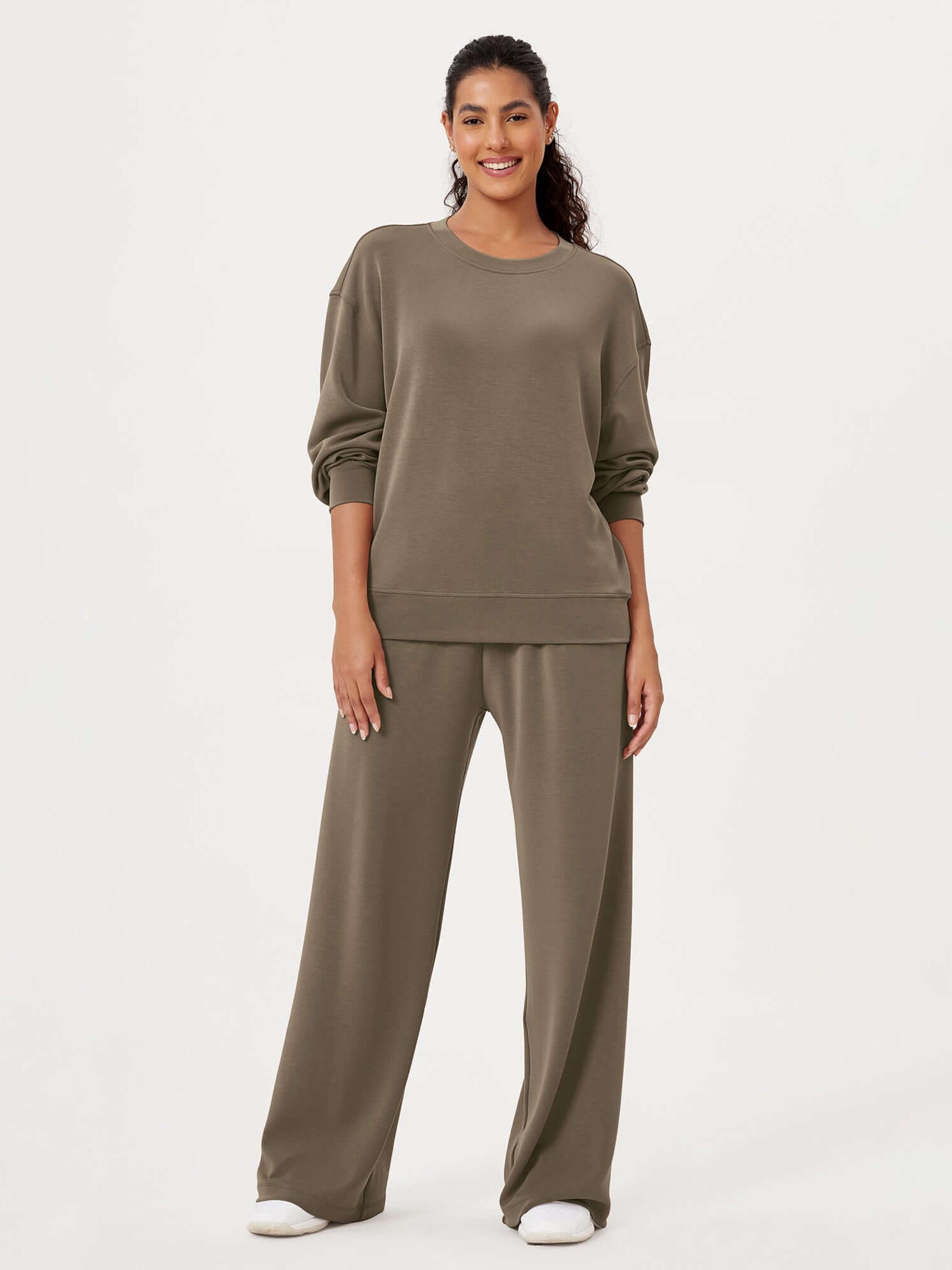 Modal Soft Oversized Crew Neck Sweatshirts - ododos