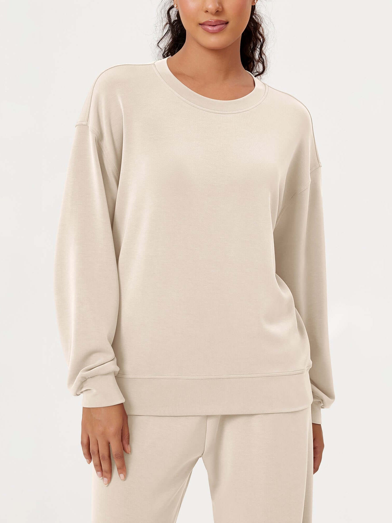 Modal Soft Oversized Crew Neck Sweatshirts - ododos