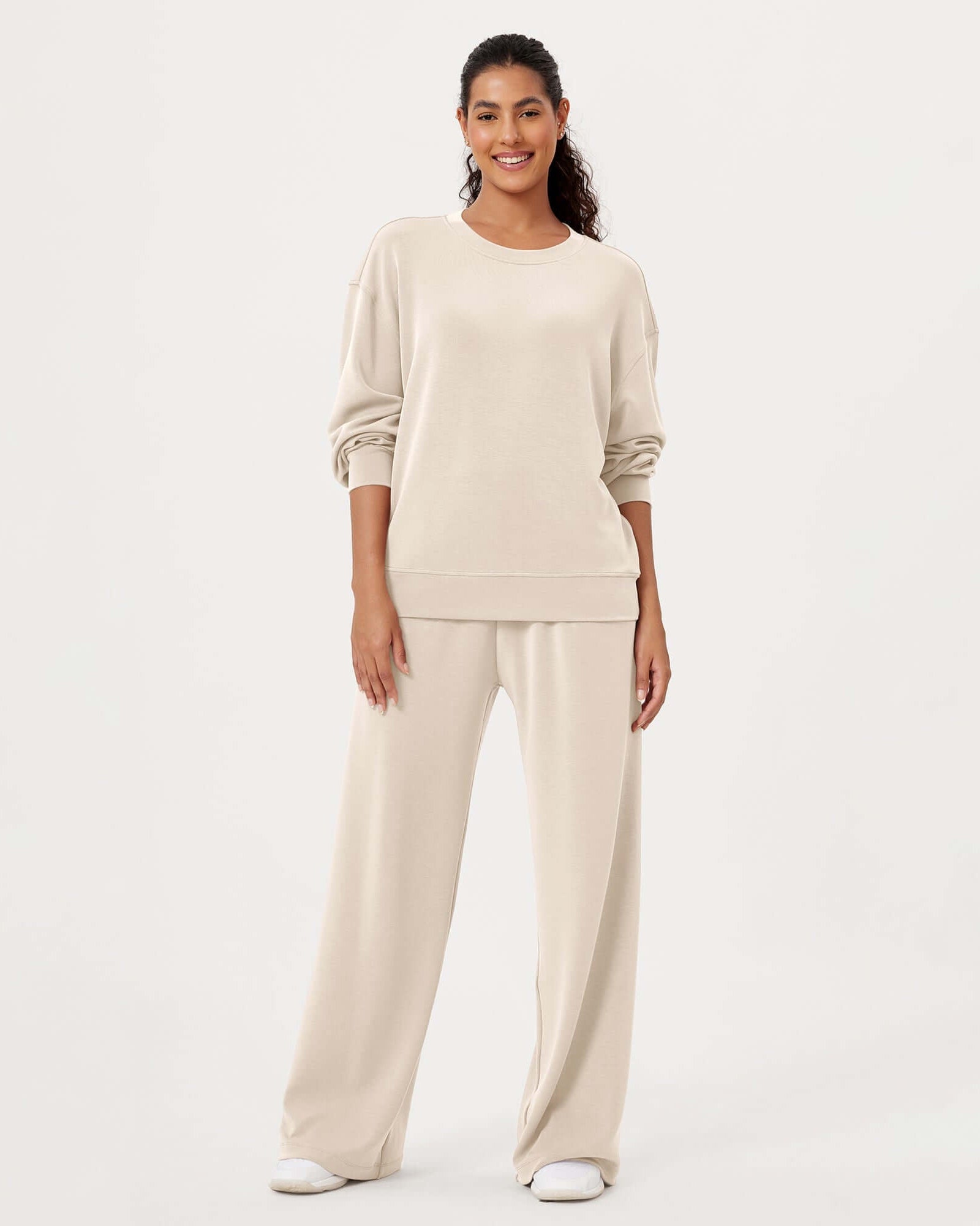 Modal Soft Oversized Crew Neck Sweatshirts - ododos