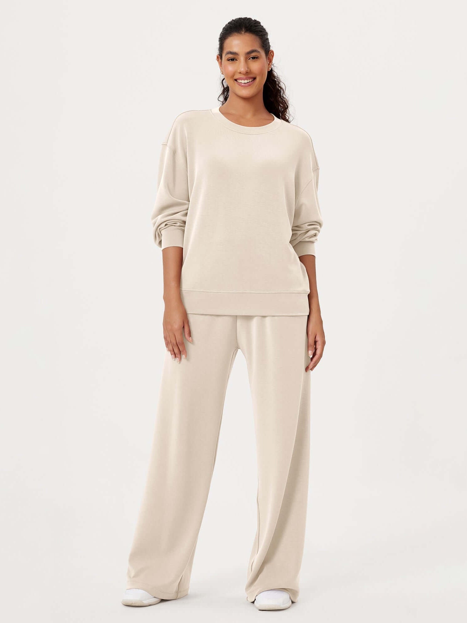 Modal Soft Oversized Crew Neck Sweatshirts - ododos