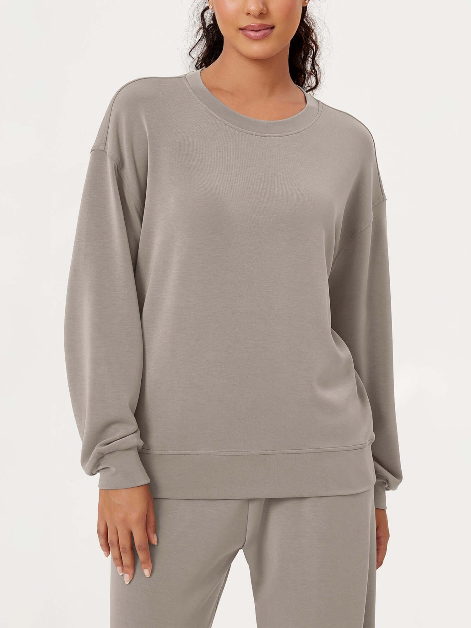 Modal Soft Oversized Crew Neck Sweatshirts - ododos