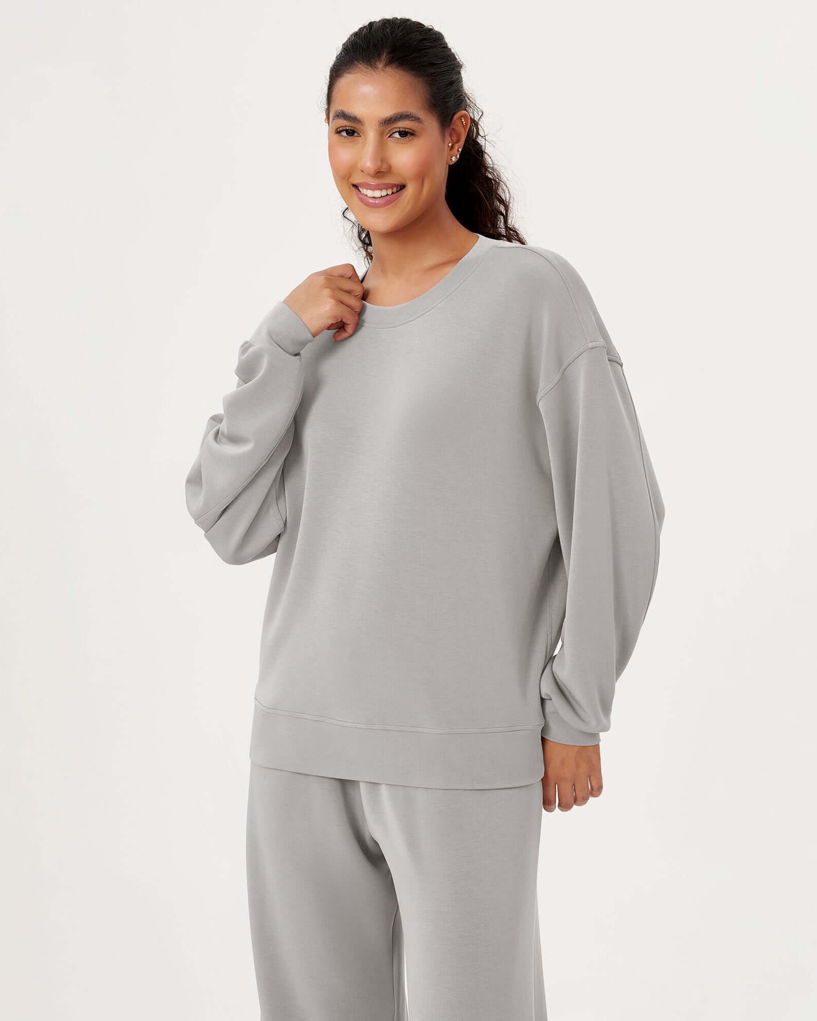 Modal Soft Oversized Crew Neck Sweatshirts - ododos