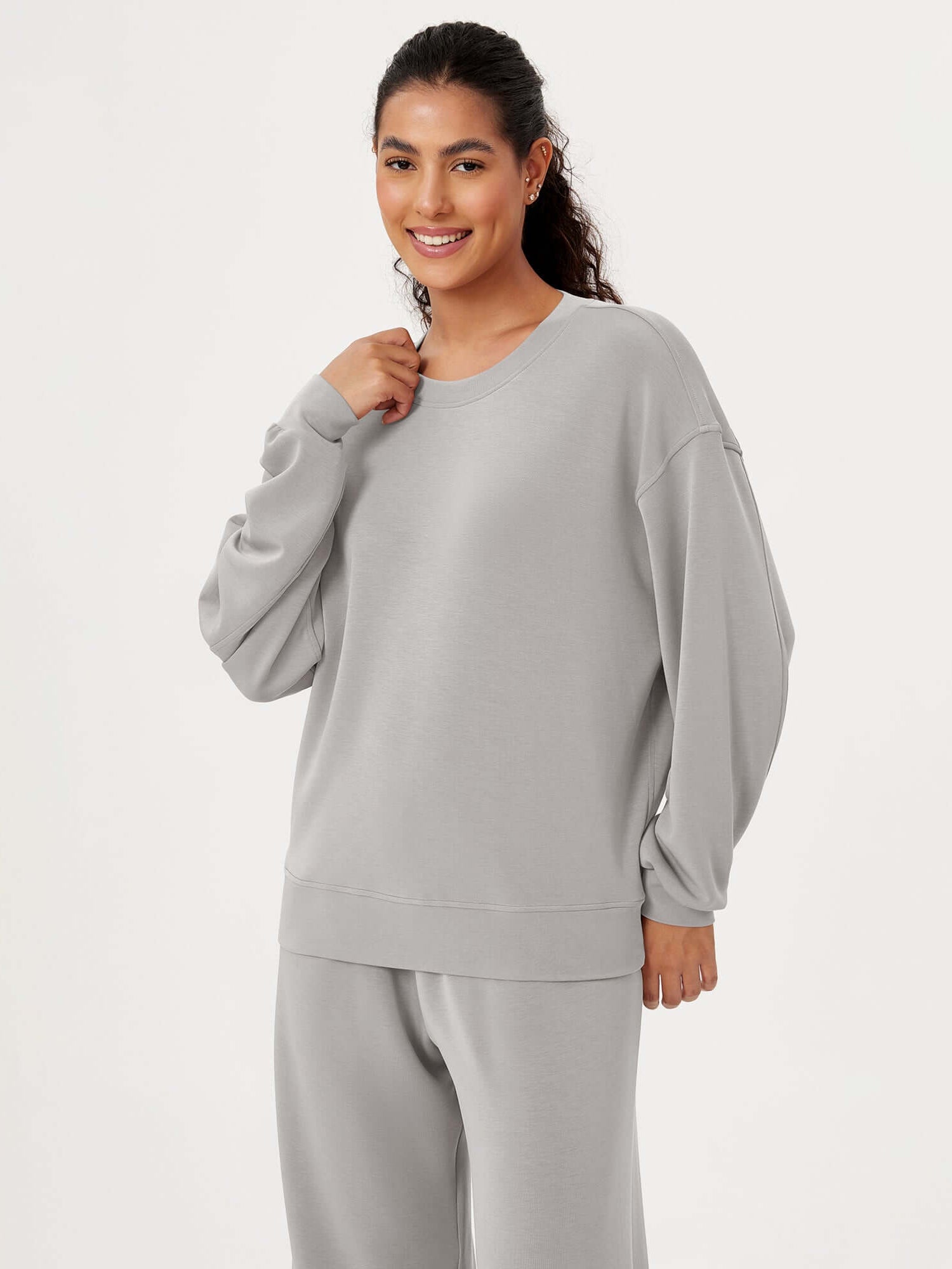 Modal Soft Oversized Crew Neck Sweatshirts - ododos