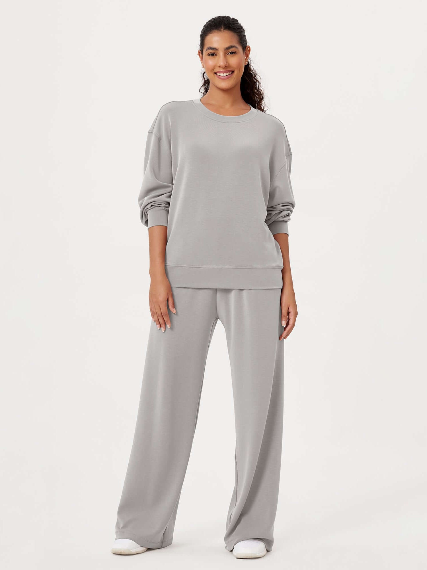 Modal Soft Oversized Crew Neck Sweatshirts - ododos