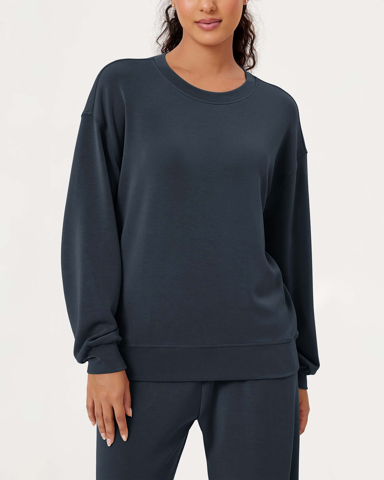 Modal Soft Oversized Crew Neck Sweatshirts - ododos