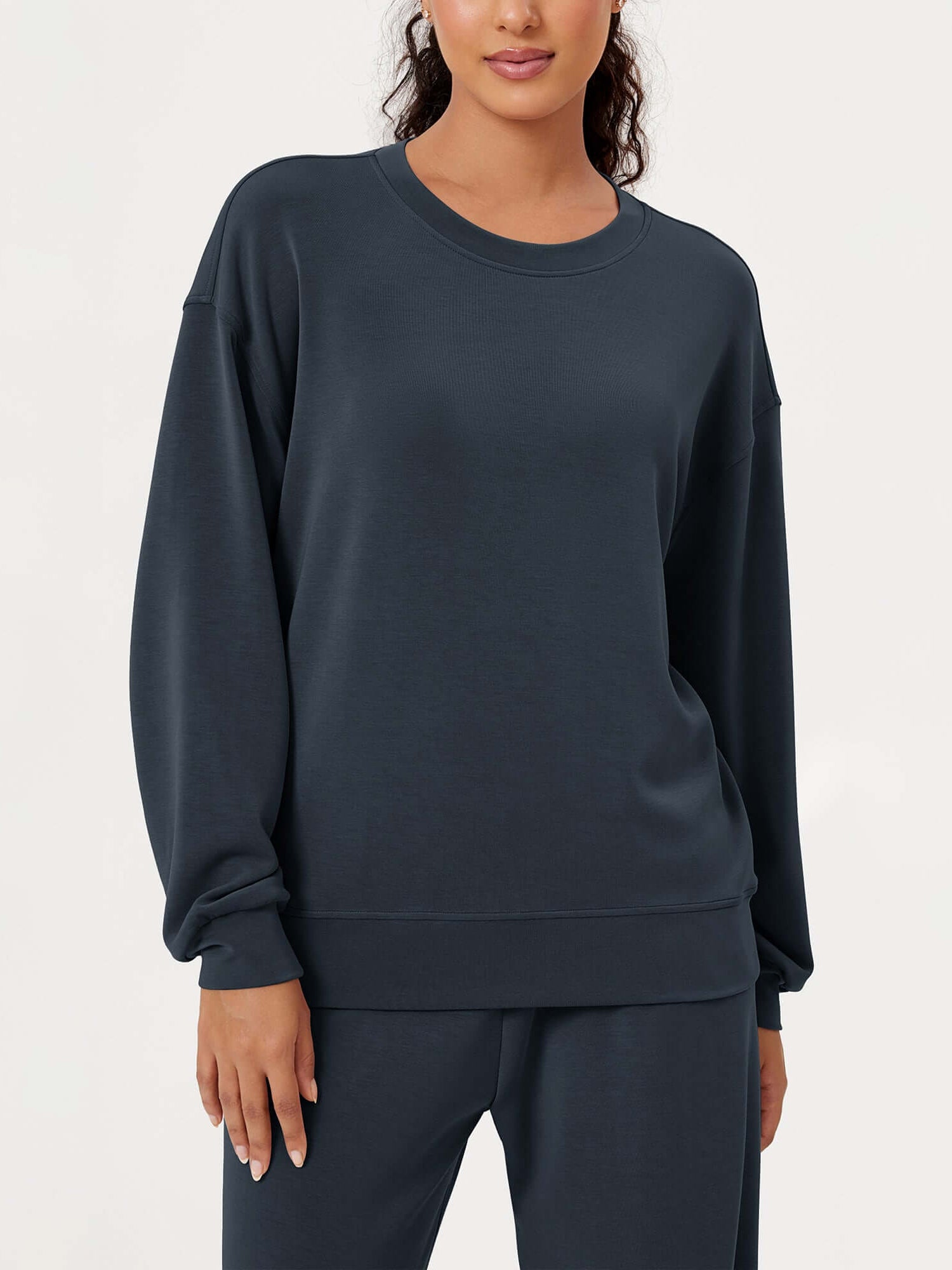 Modal Soft Oversized Crew Neck Sweatshirts - ododos