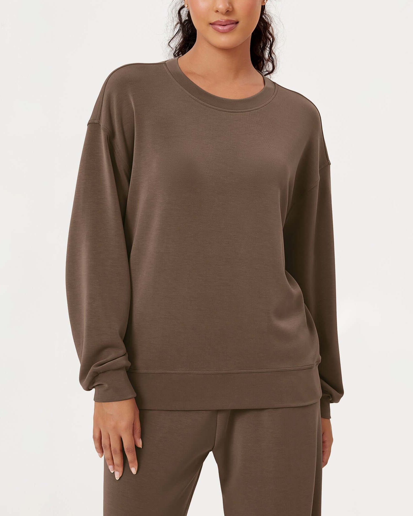 Modal Soft Oversized Crew Neck Sweatshirts - ododos