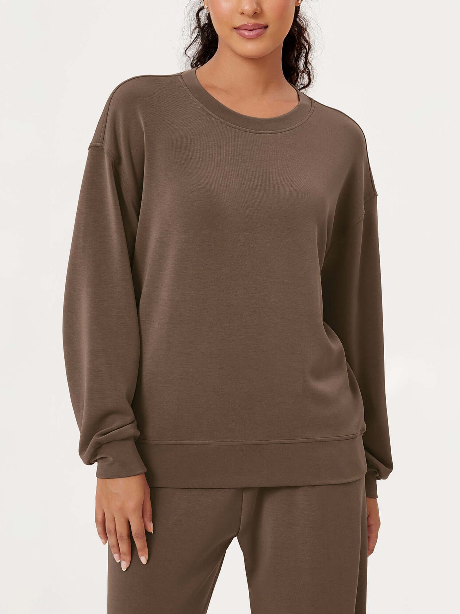 Modal Soft Oversized Crew Neck Sweatshirts - ododos