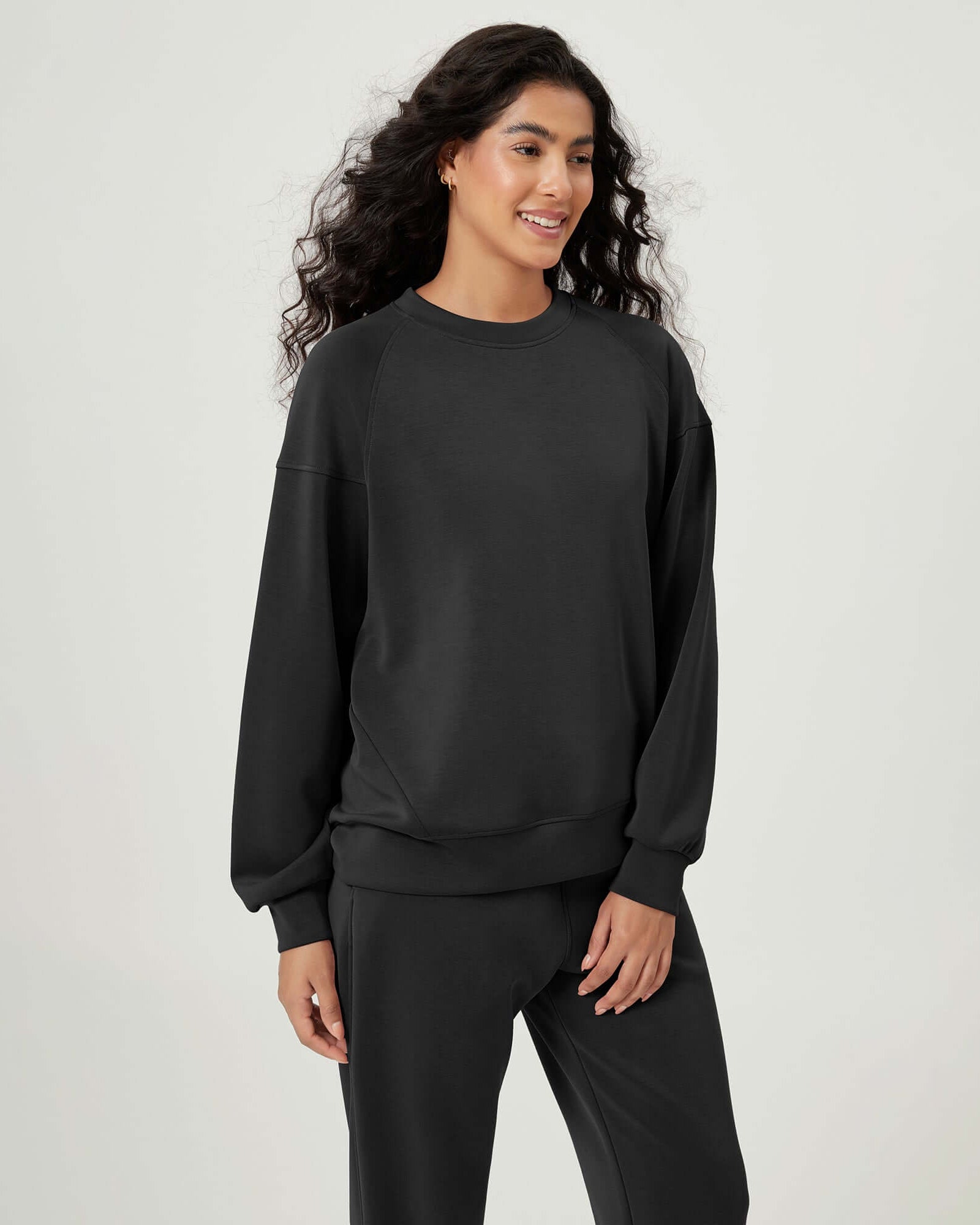 Modal Soft Oversized Raglan Crew Neck Relaxed Sweatshirts Pullover - ododos