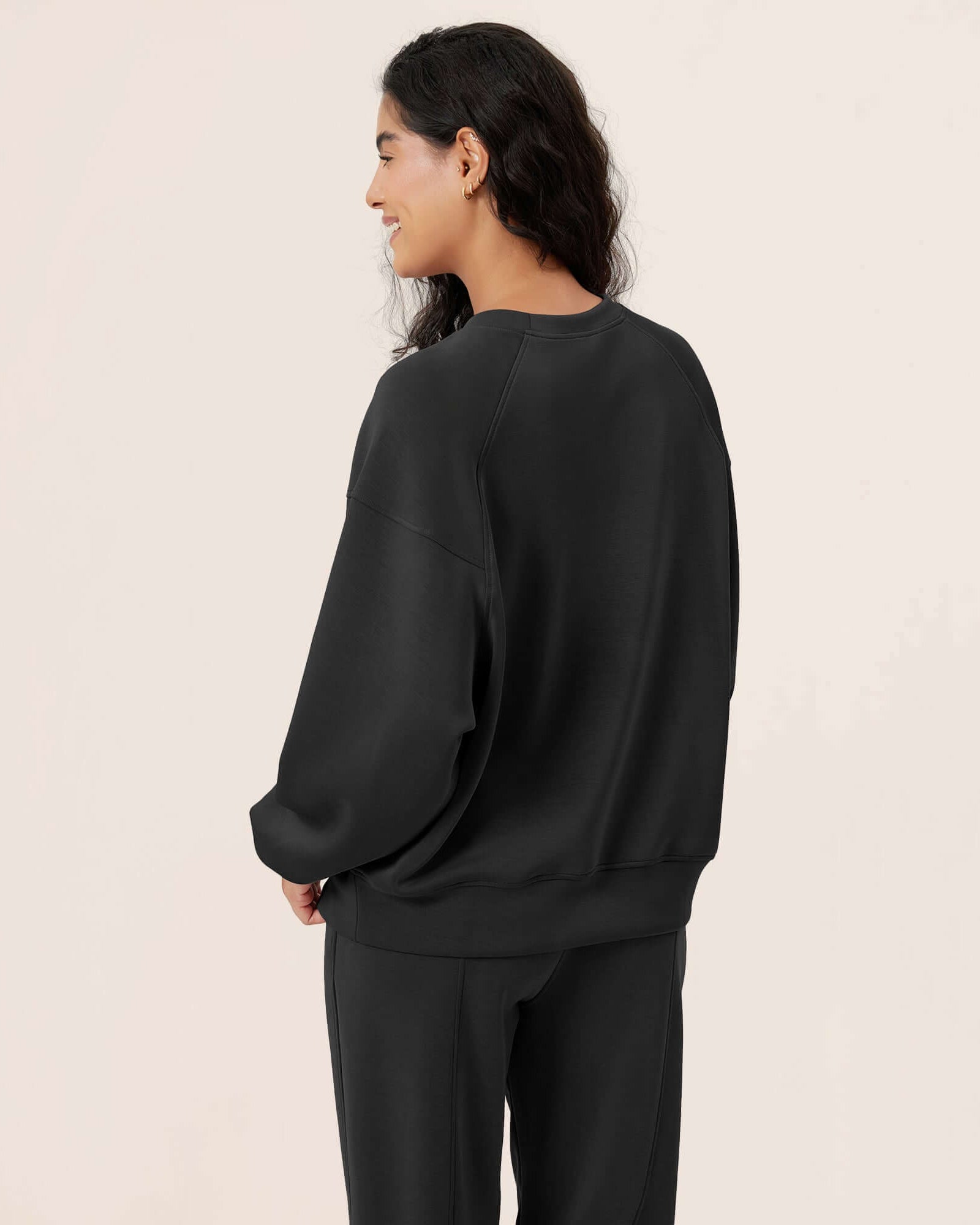 Modal Soft Oversized Raglan Crew Neck Relaxed Sweatshirts Pullover - ododos