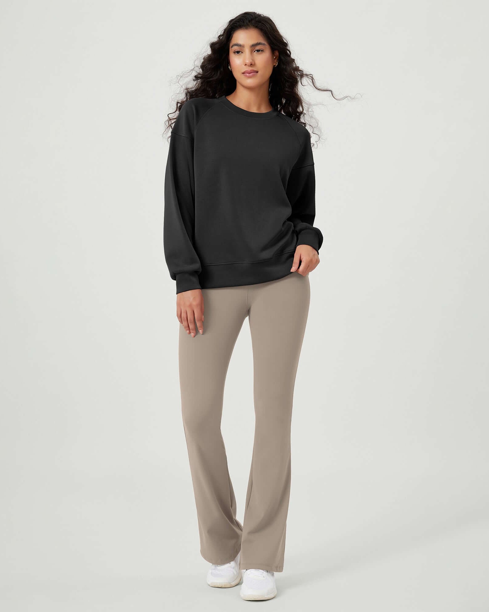 Modal Soft Oversized Raglan Crew Neck Relaxed Sweatshirts Pullover - ododos