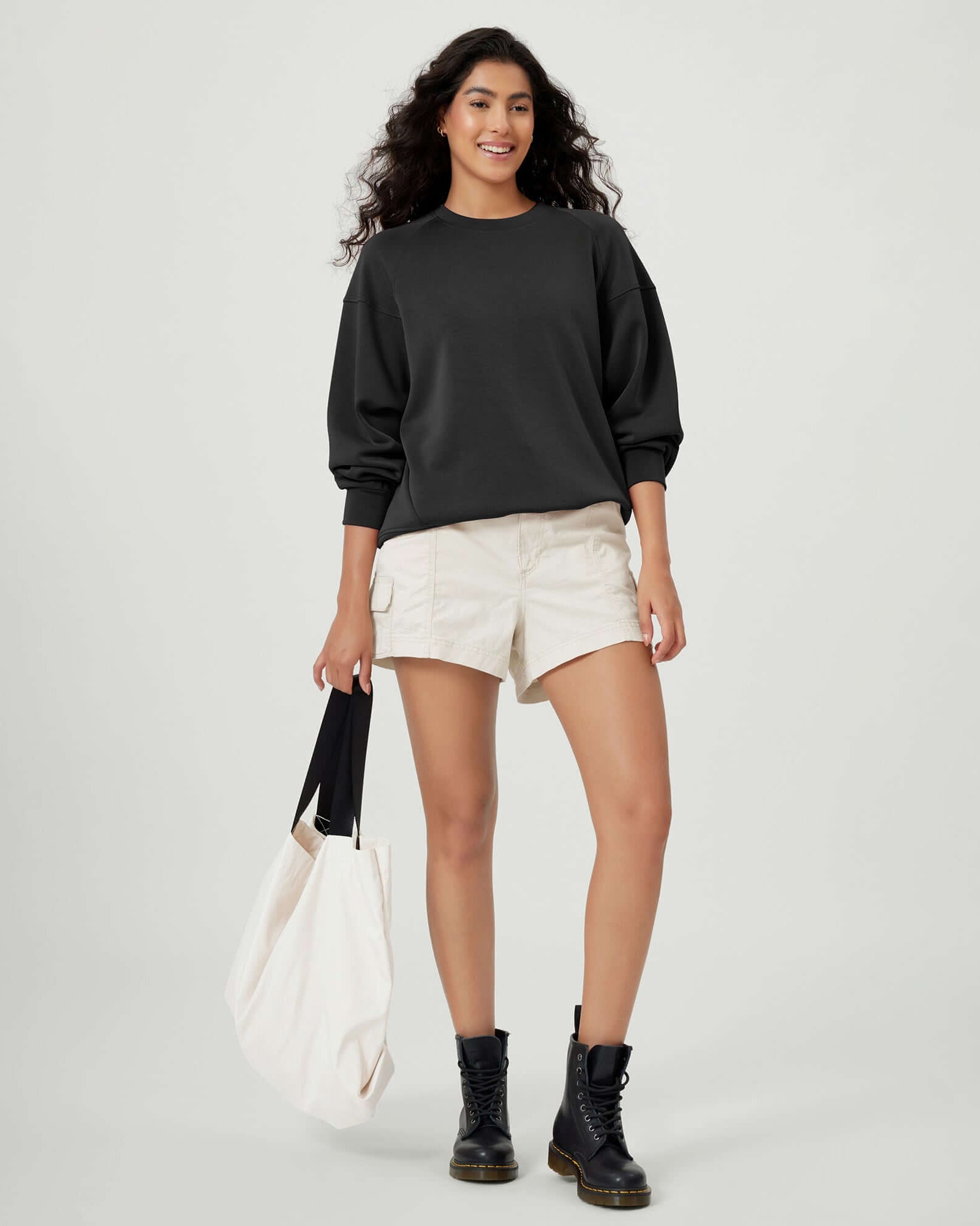 Modal Soft Oversized Raglan Crew Neck Relaxed Sweatshirts Pullover - ododos