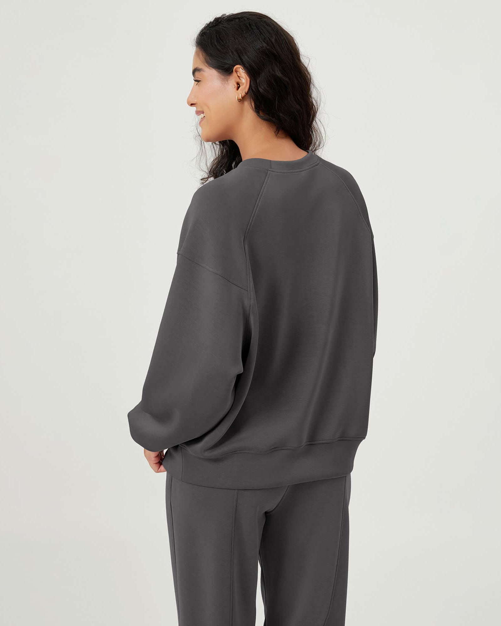 Modal Soft Oversized Raglan Crew Neck Relaxed Sweatshirts Pullover - ododos