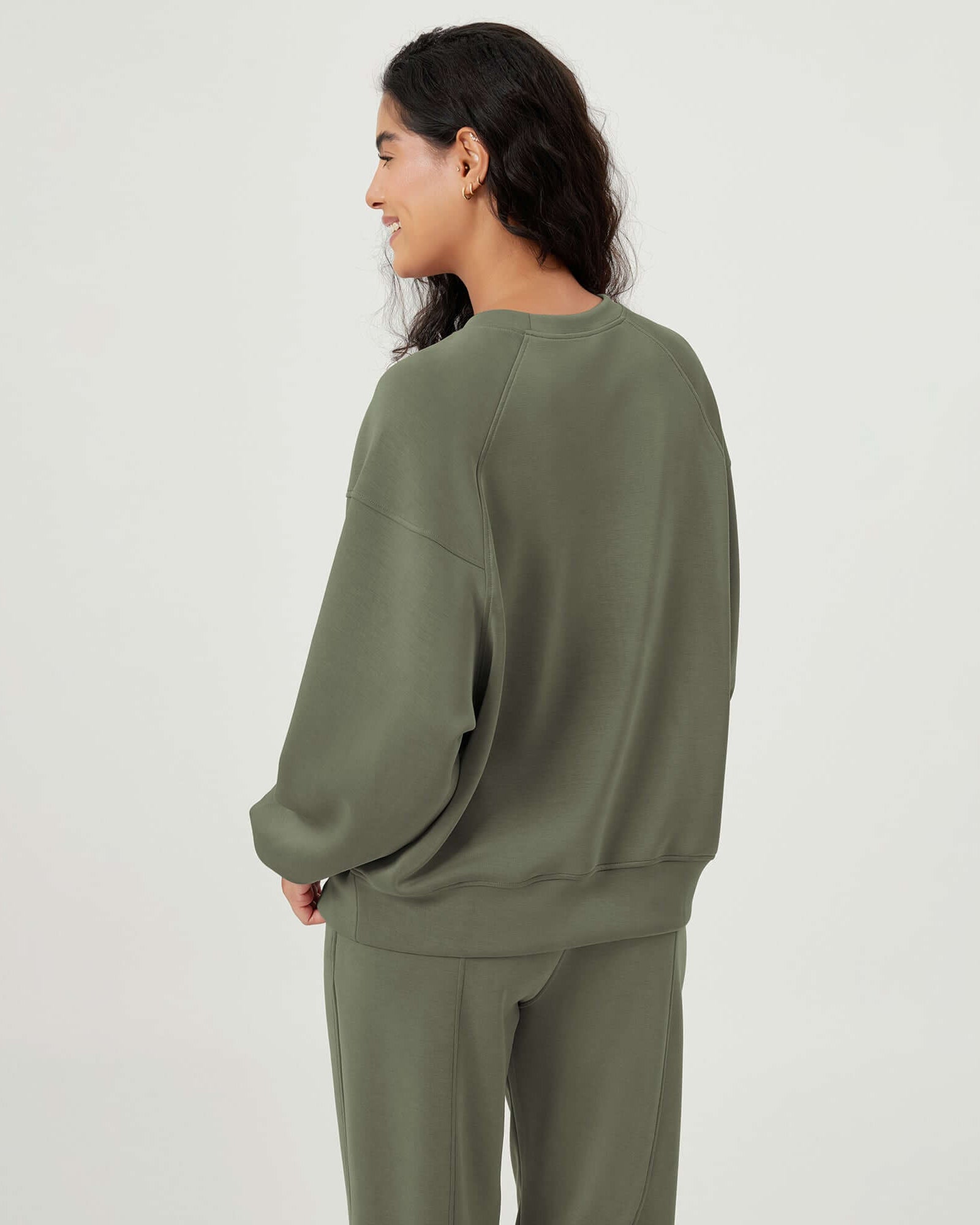 Modal Soft Oversized Raglan Crew Neck Relaxed Sweatshirts Pullover - ododos