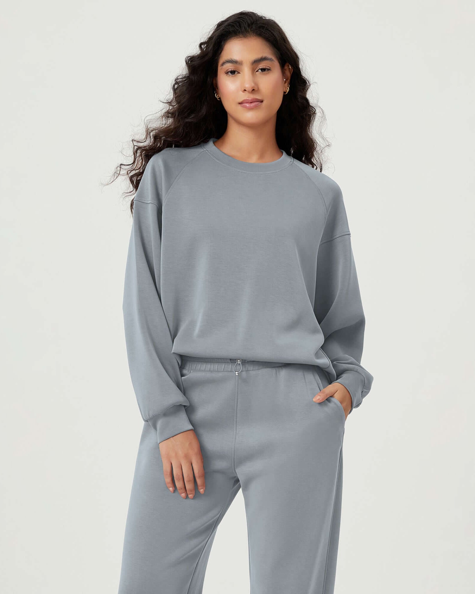 Modal Soft Oversized Raglan Crew Neck Relaxed Sweatshirts Pullover - ododos