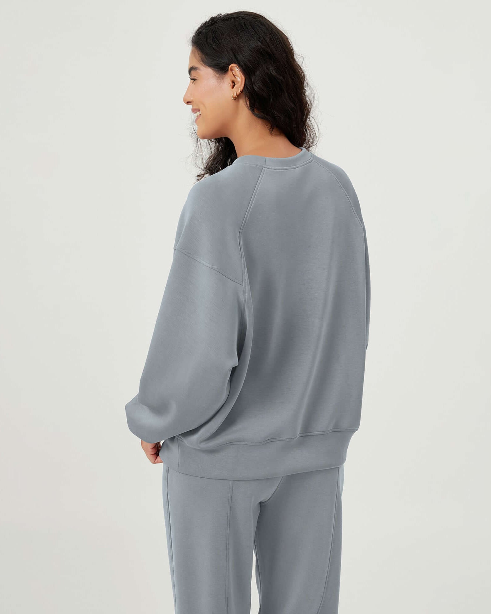 Modal Soft Oversized Raglan Crew Neck Relaxed Sweatshirts Pullover - ododos