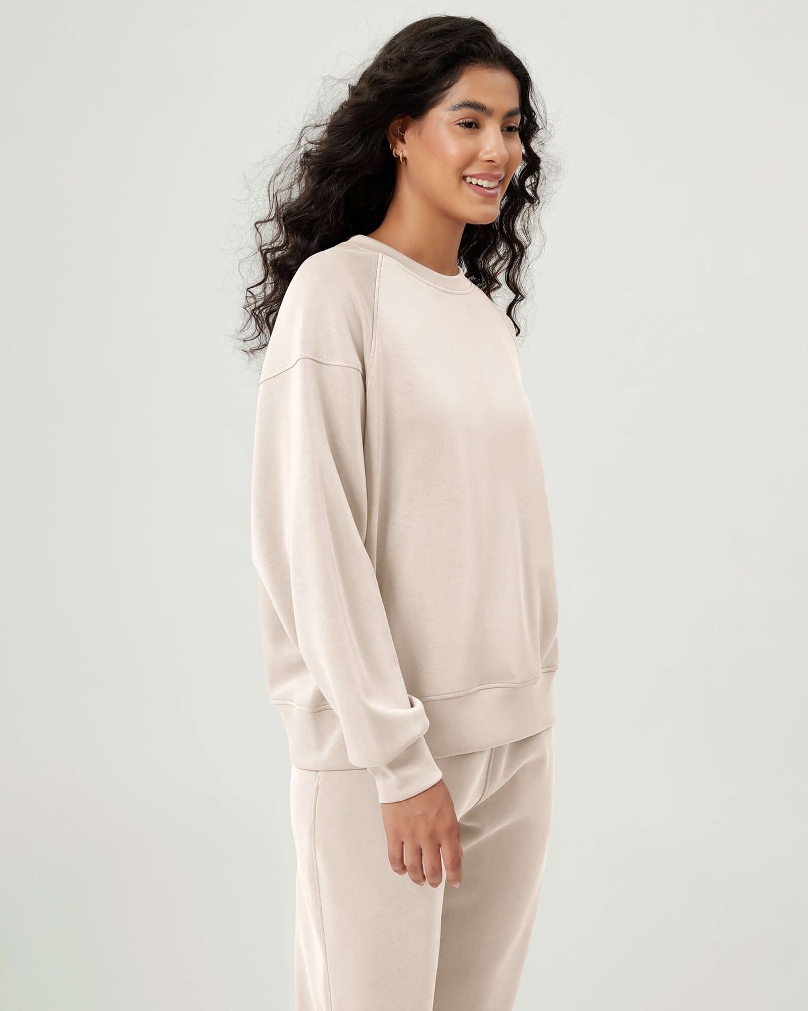Modal Soft Oversized Raglan Crew Neck Relaxed Sweatshirts Pullover - ododos