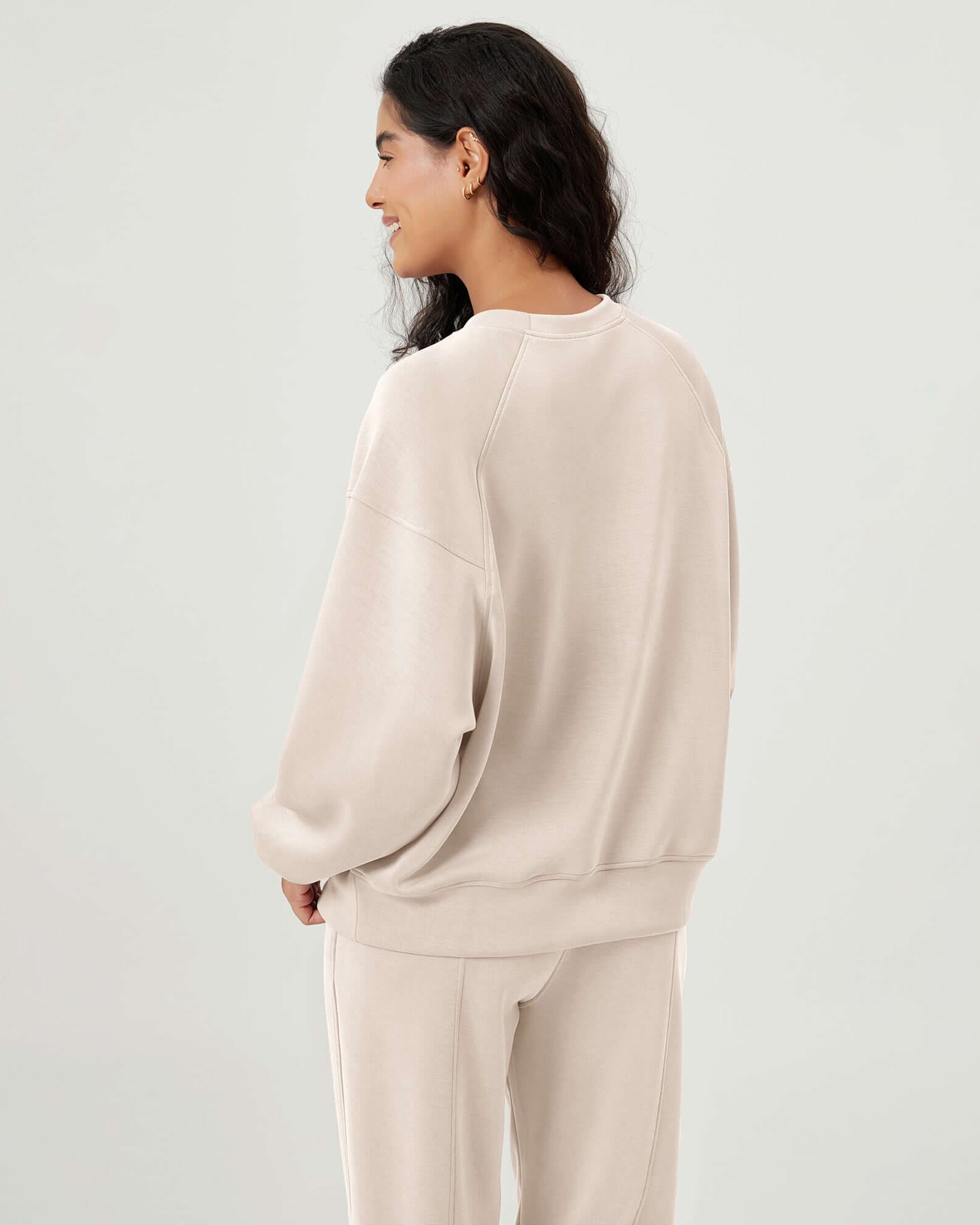 Modal Soft Oversized Raglan Crew Neck Relaxed Sweatshirts Pullover - ododos