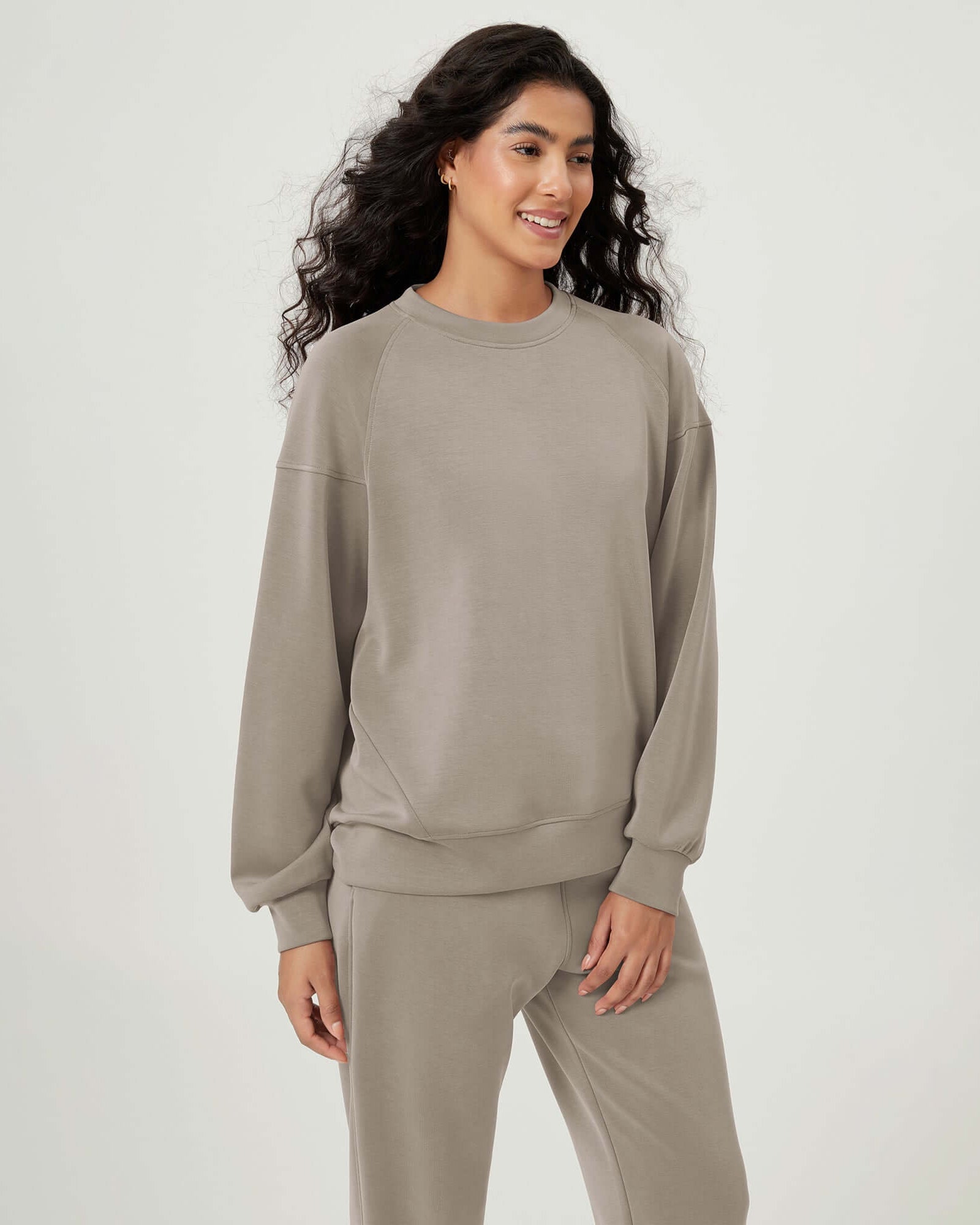 Modal Soft Oversized Raglan Crew Neck Relaxed Sweatshirts Pullover - ododos