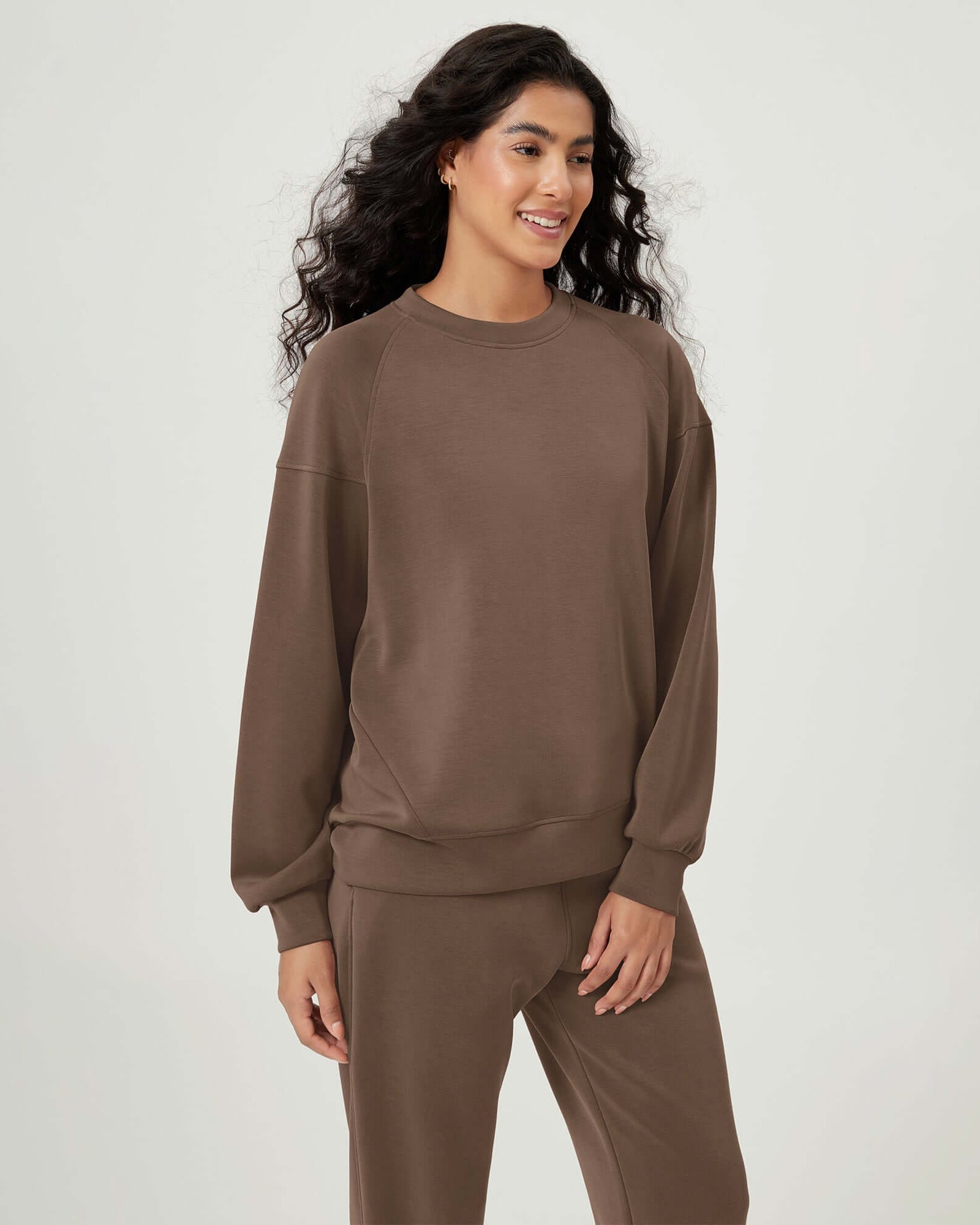 Modal Soft Oversized Raglan Crew Neck Relaxed Sweatshirts Pullover - ododos