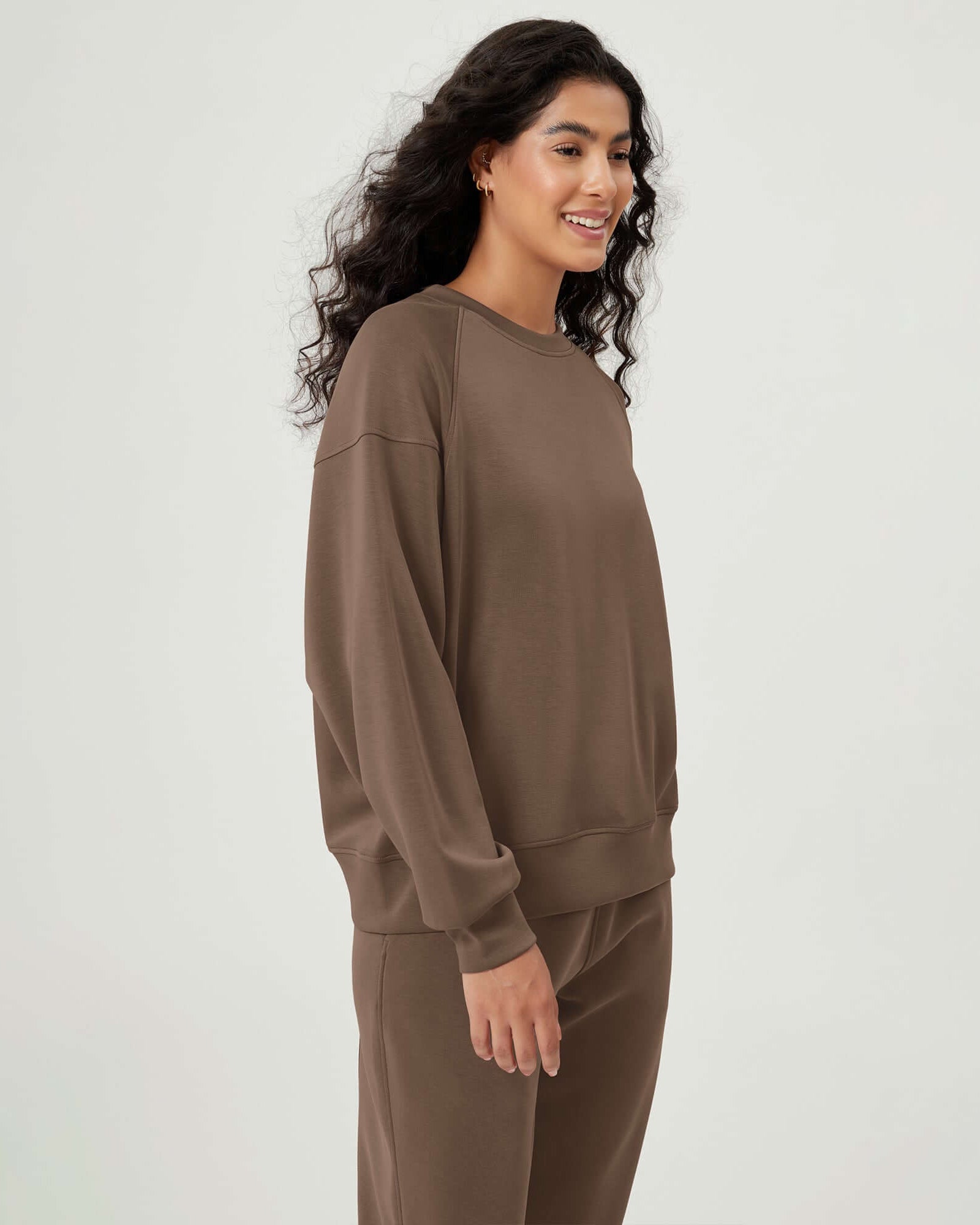 Modal Soft Oversized Raglan Crew Neck Relaxed Sweatshirts Pullover - ododos