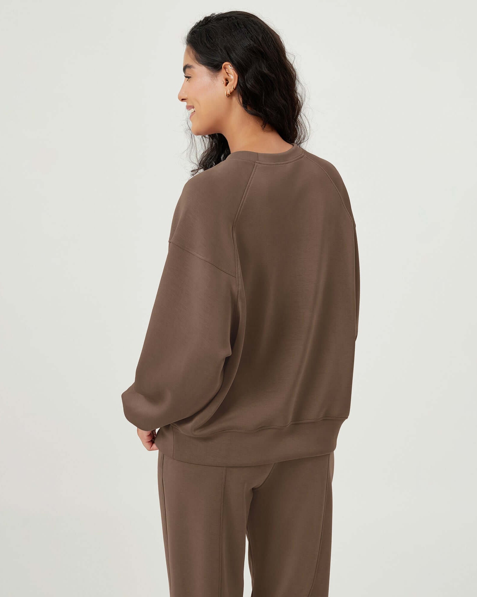 Modal Soft Oversized Raglan Crew Neck Relaxed Sweatshirts Pullover - ododos